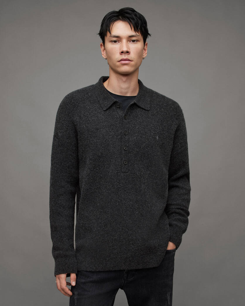 Shapley Long Sleeve Polo Neck Sweater CINDER BLACK MARL