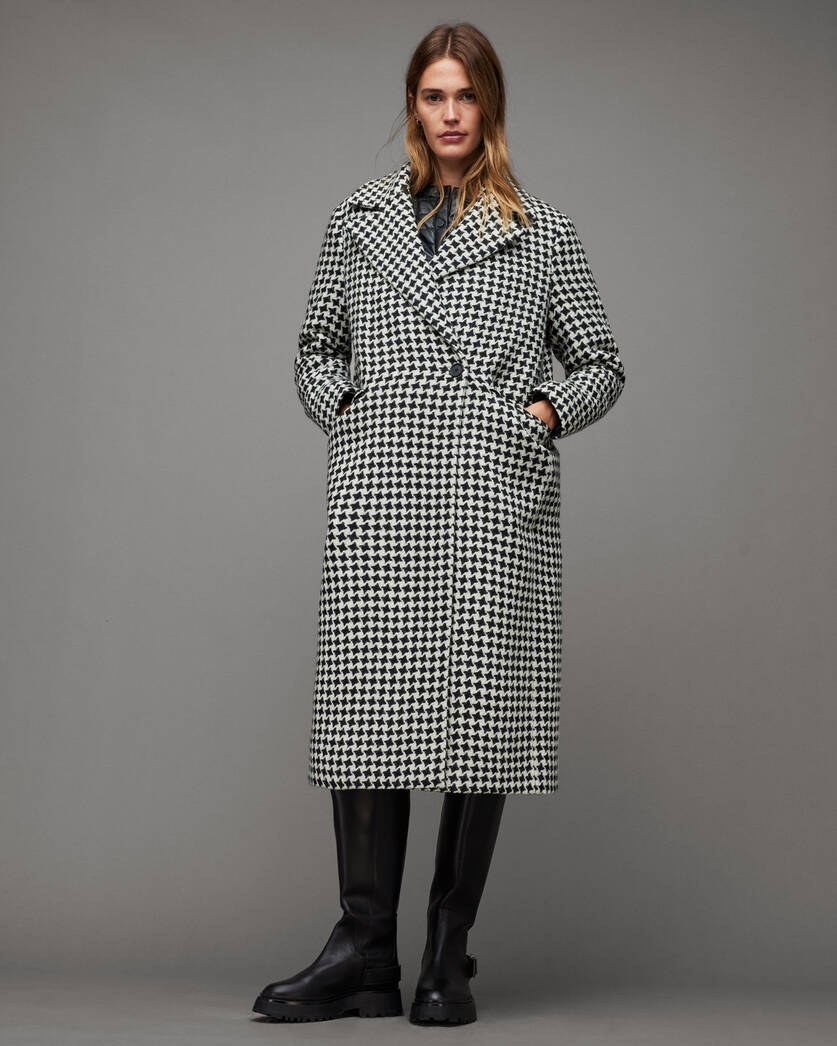 Alexis Star Checked Jacquard Wool Coat  large image number 6
