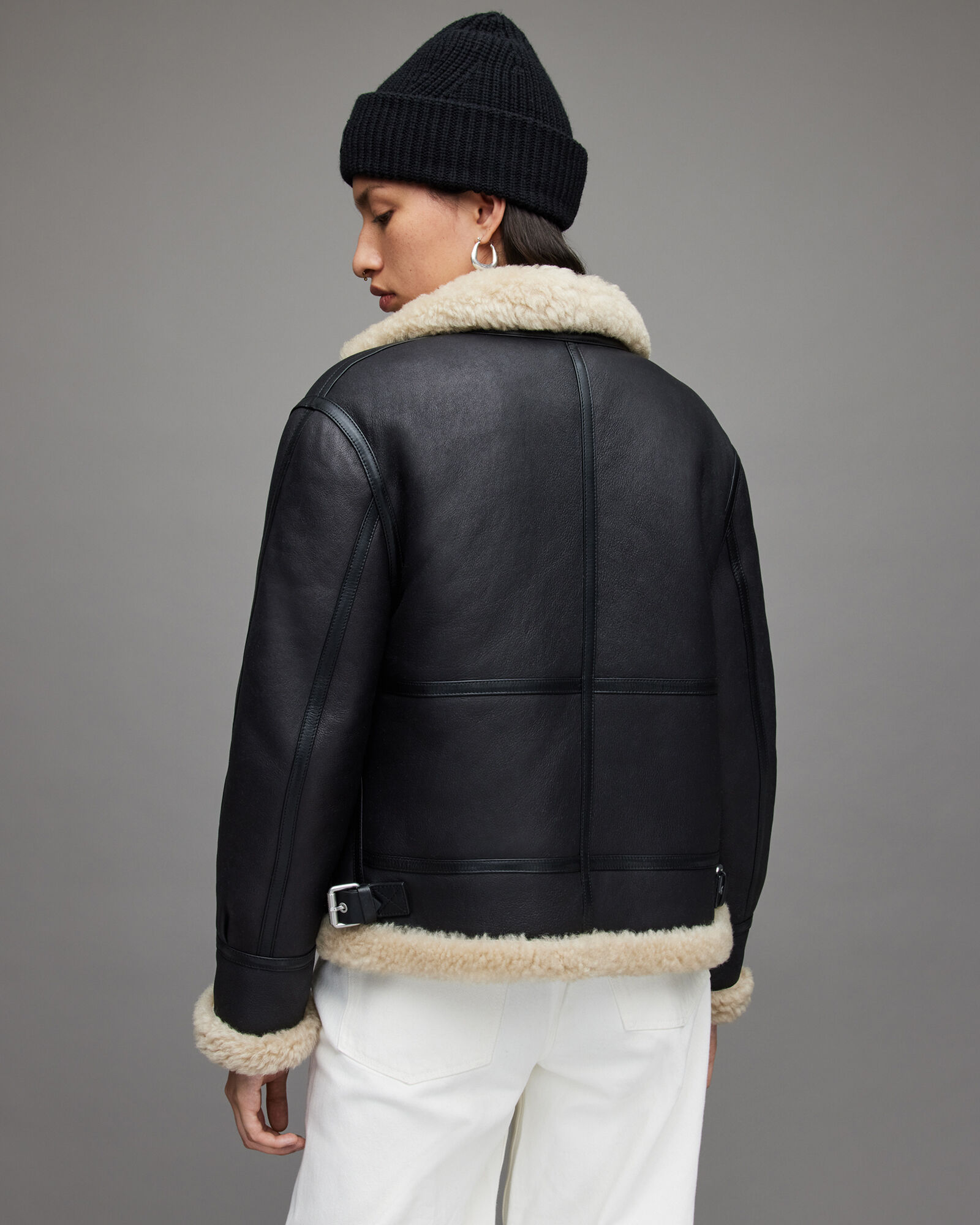 Lorel Flying Shearling Jacket Black ALLSAINTS US