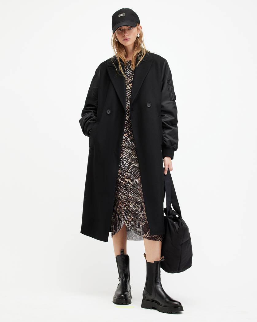 Paulah Wool Cashmere Blend Long Coat Black | ALLSAINTS US
