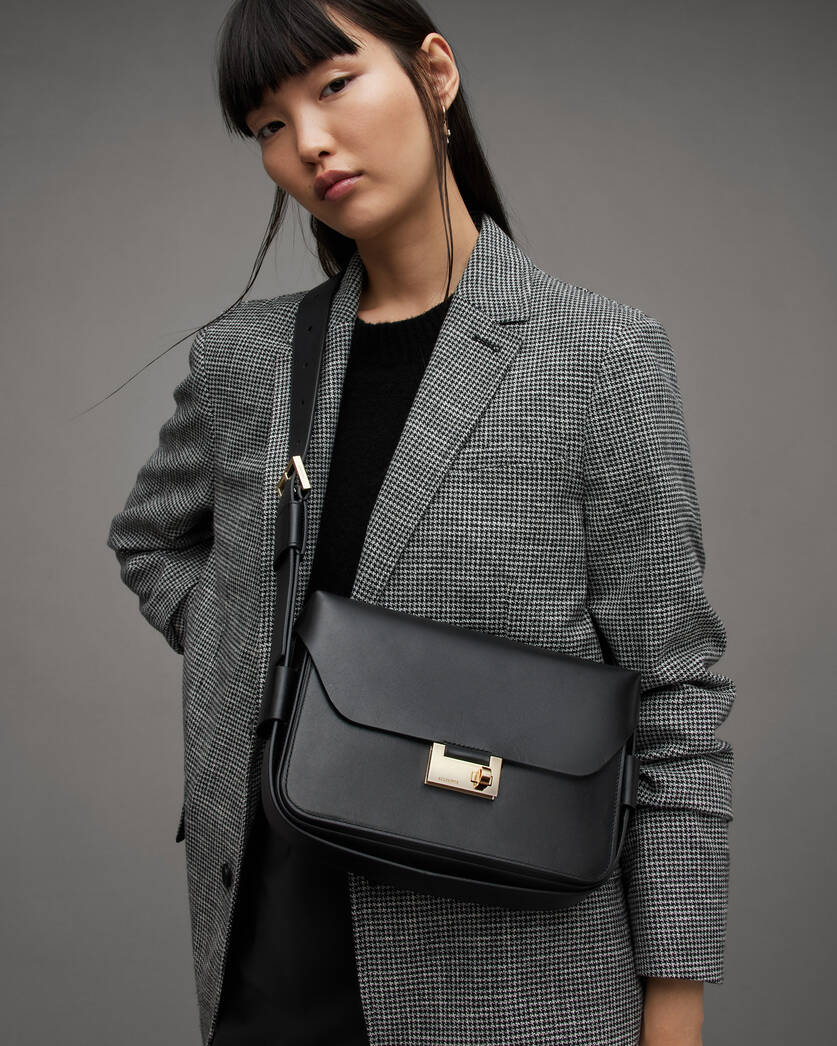 Celine Leather Lined Shoulder Bags in Black