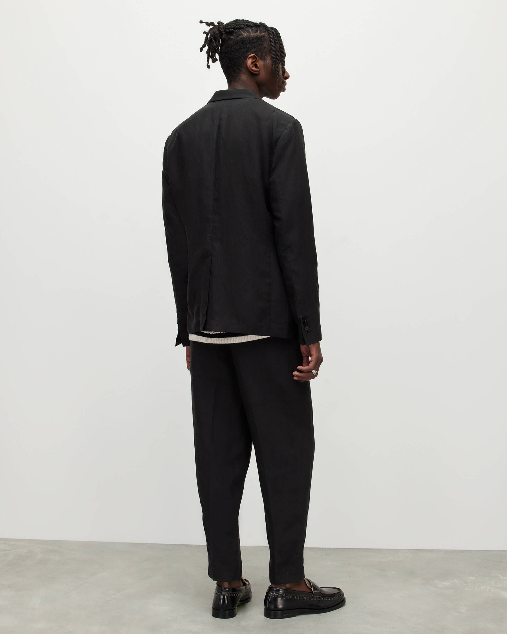 Pace Linen Blend Cropped Pants Black | ALLSAINTS US