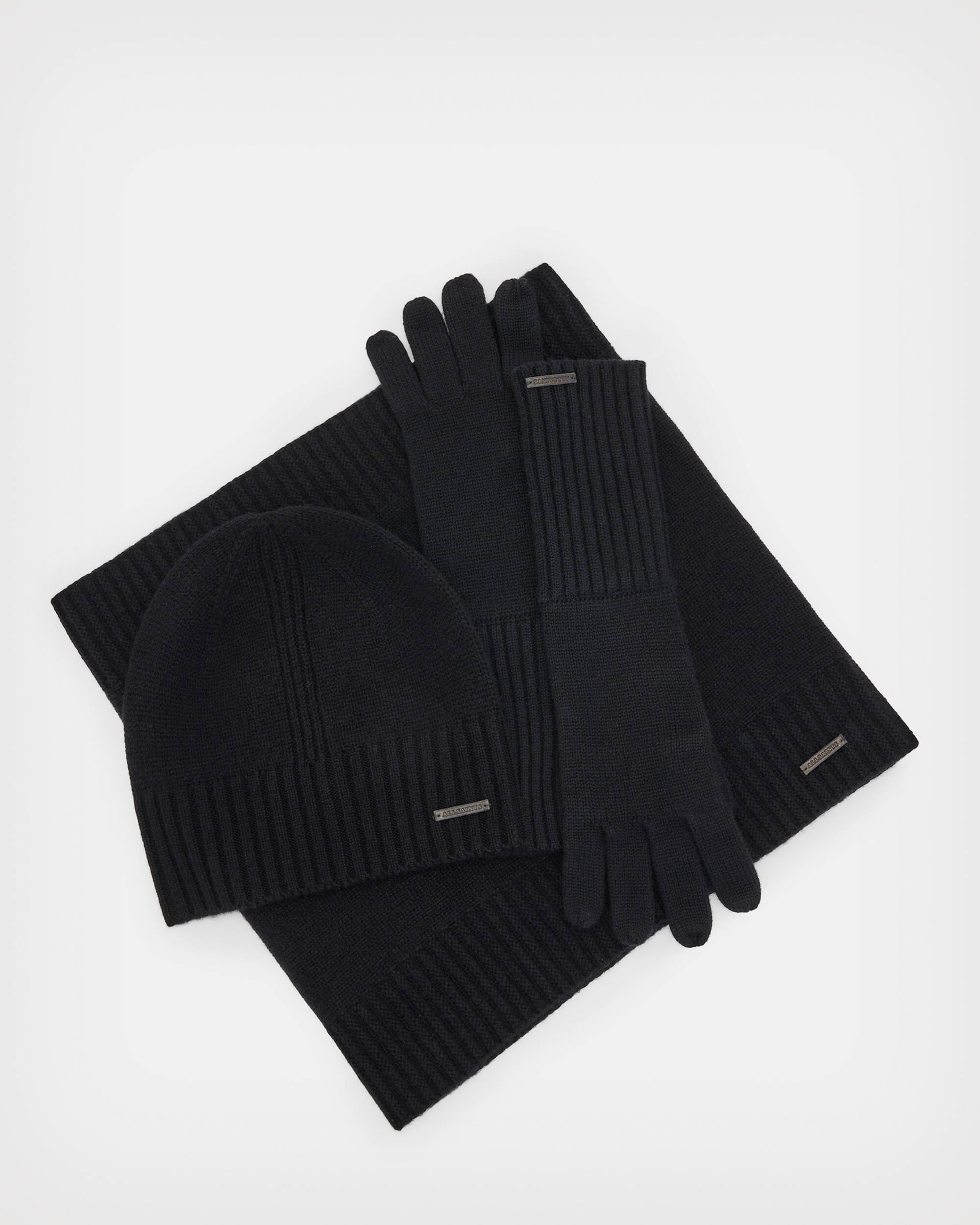 Marcia Scarf, Gloves And Beanie Gift Set Black | ALLSAINTS US