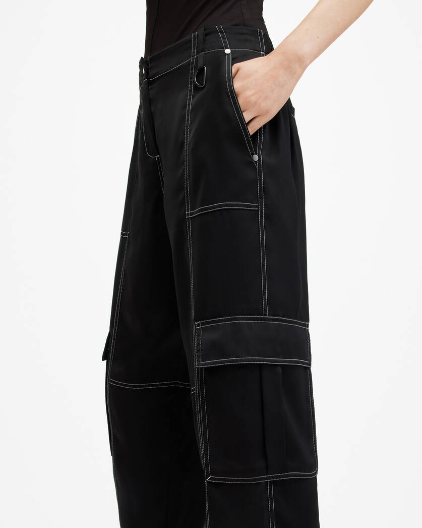 Fran High Rise Tapered Cargo Pants Black