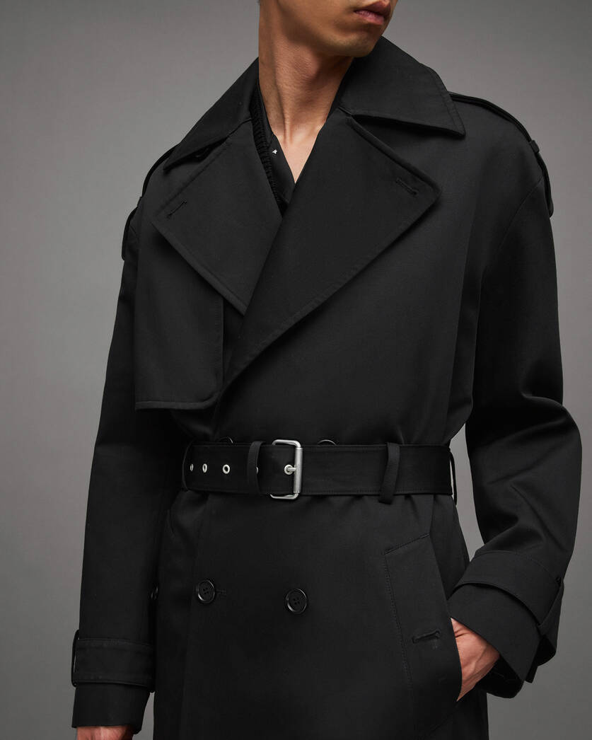 Belted Trench Coat with Epaulettes