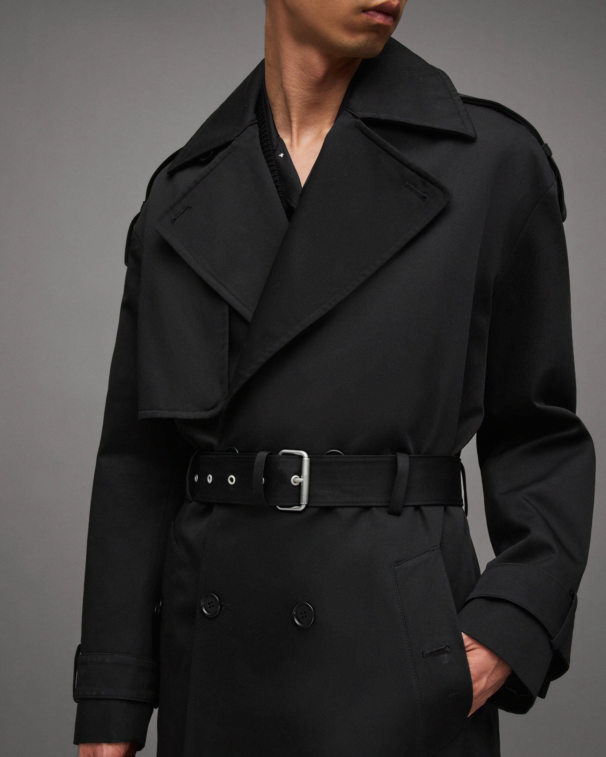 Spencer Oversized Belted Coat Black | ALLSAINTS US