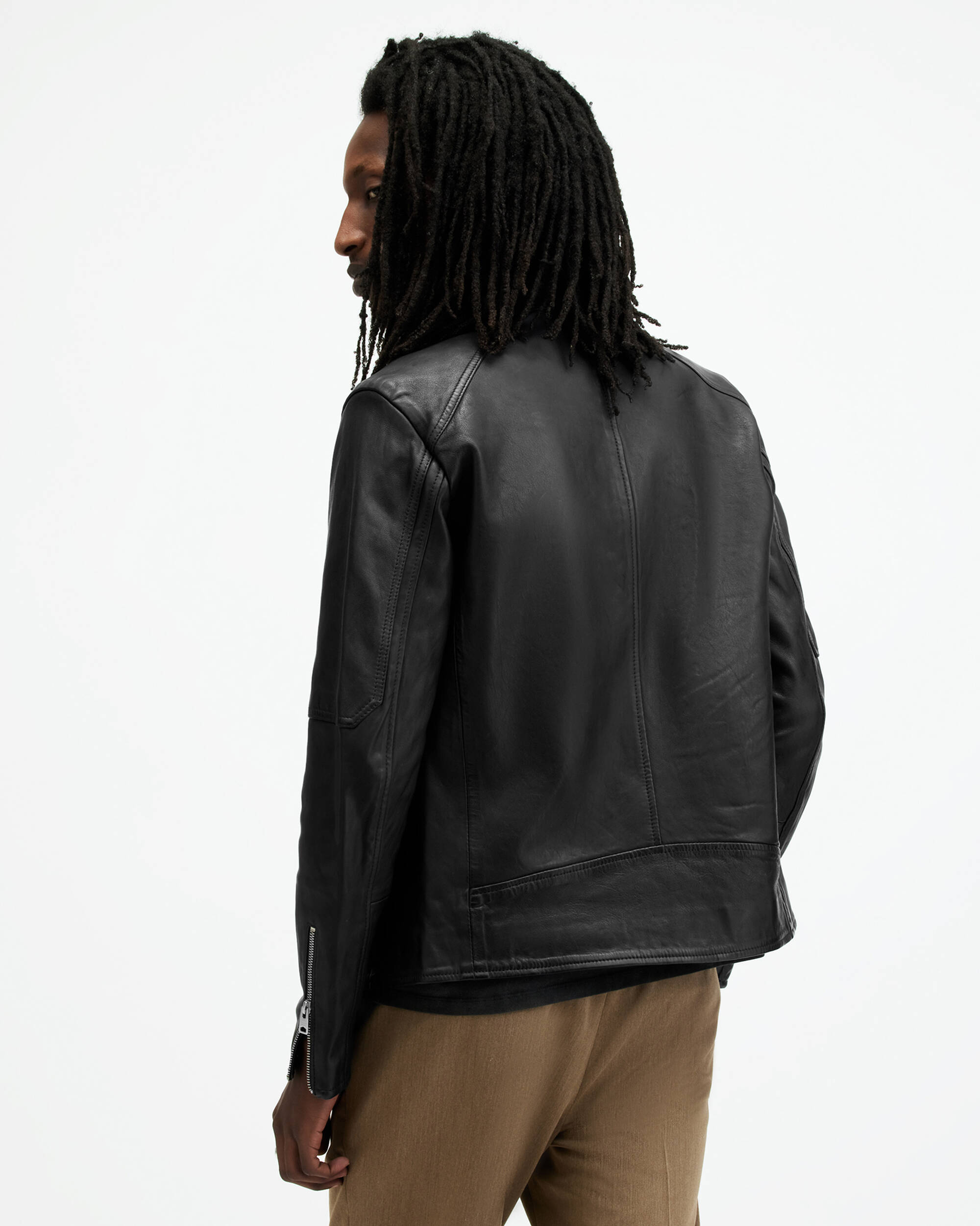 Cora Leather Snap Collar Jacket Jet Black | ALLSAINTS US