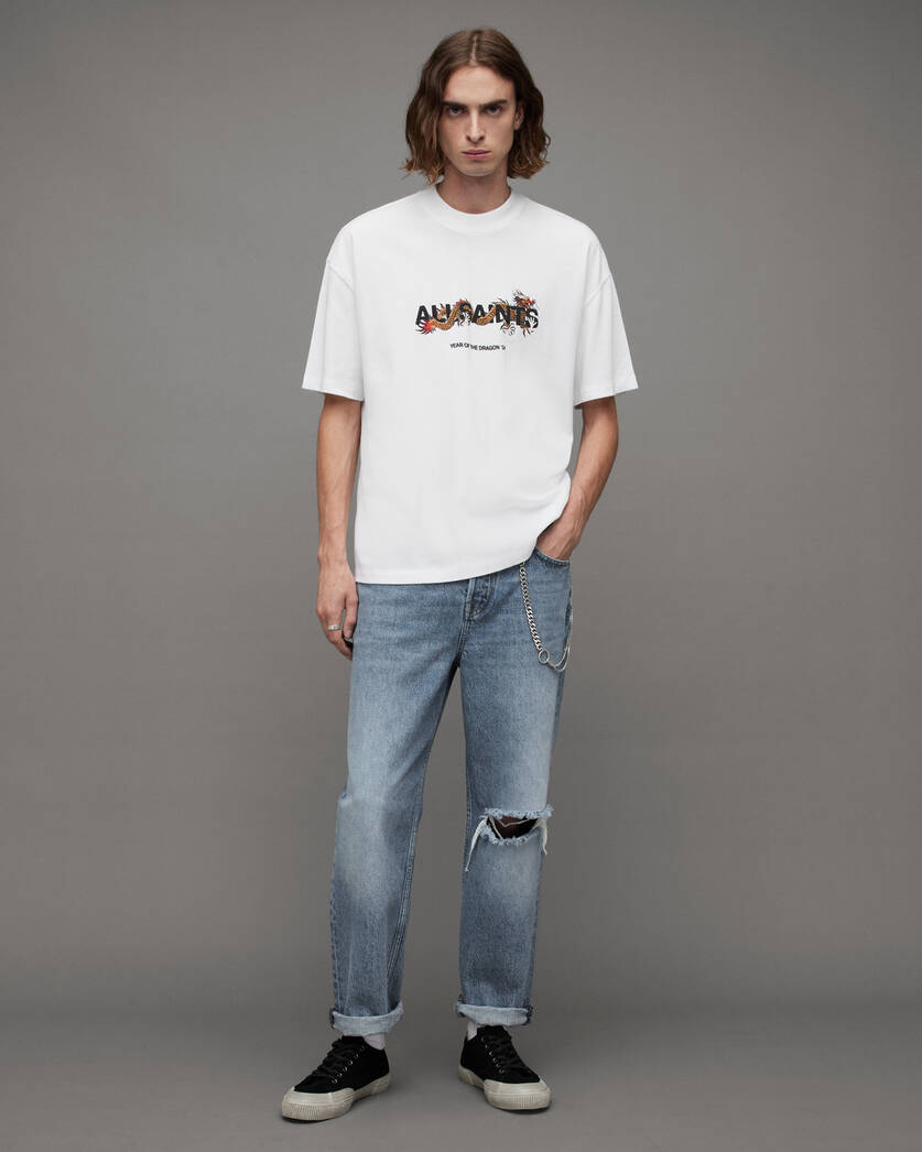 Chiao Graphic Print Relaxed Crew T-Shirt Optic White | ALLSAINTS US