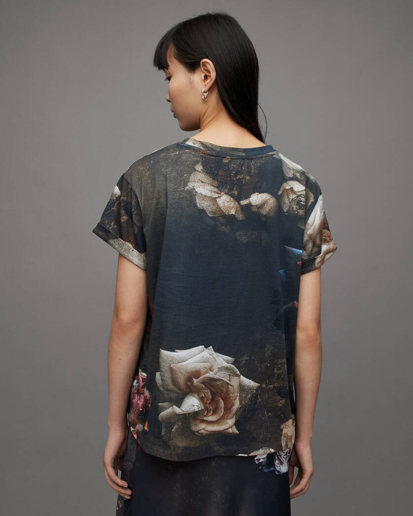 ALLSAINTS Rosalie Umber US T-Shirt Floral Print | Burnt Anna