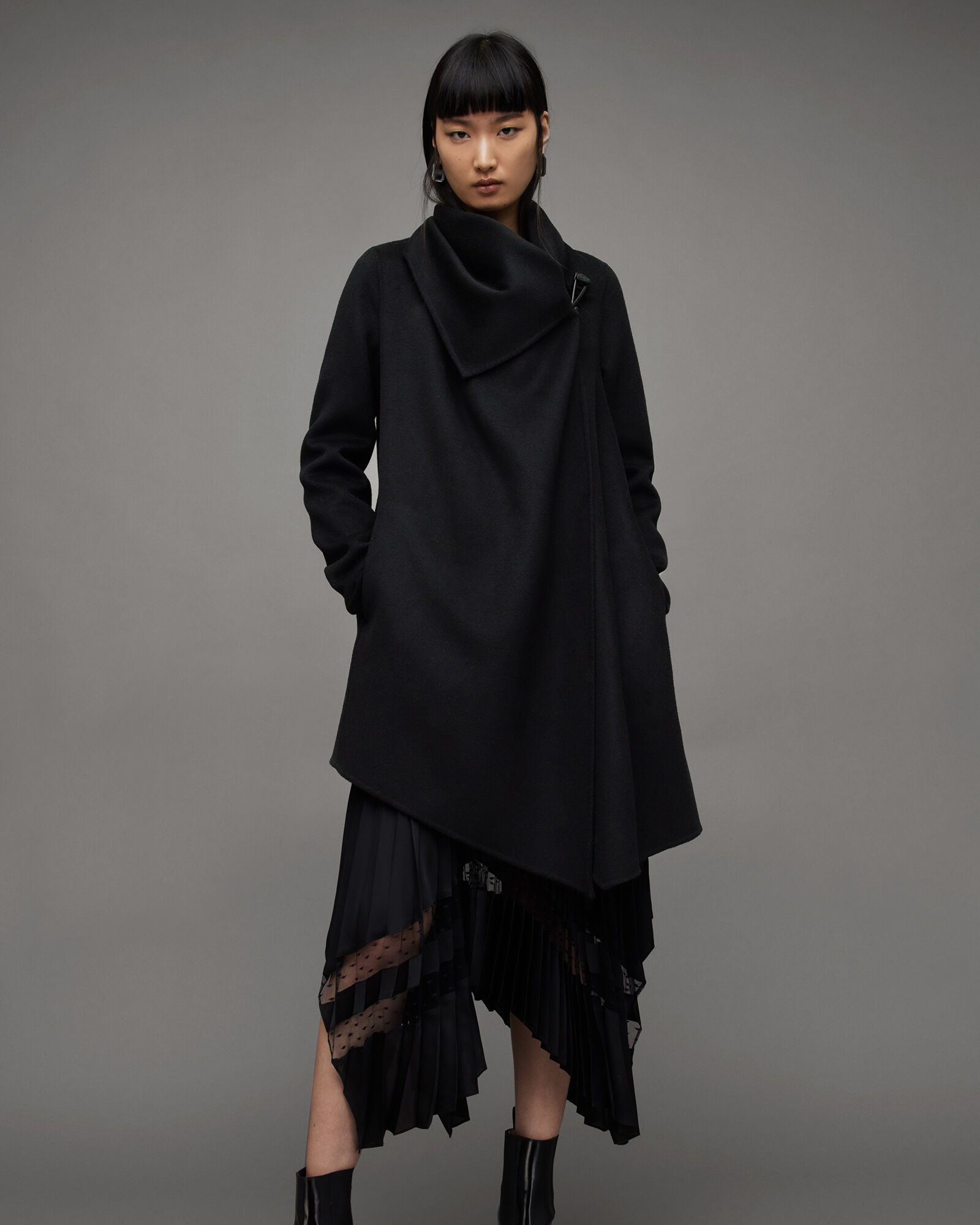 Monument Eve Wool Blend Coat Black | ALLSAINTS US