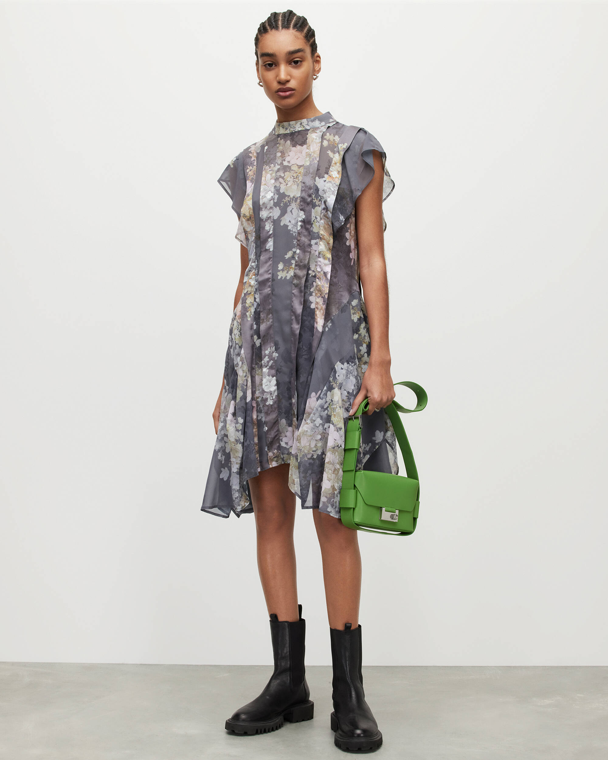 Fleur Venetia Mini Dress CONCRETE GREY | ALLSAINTS US