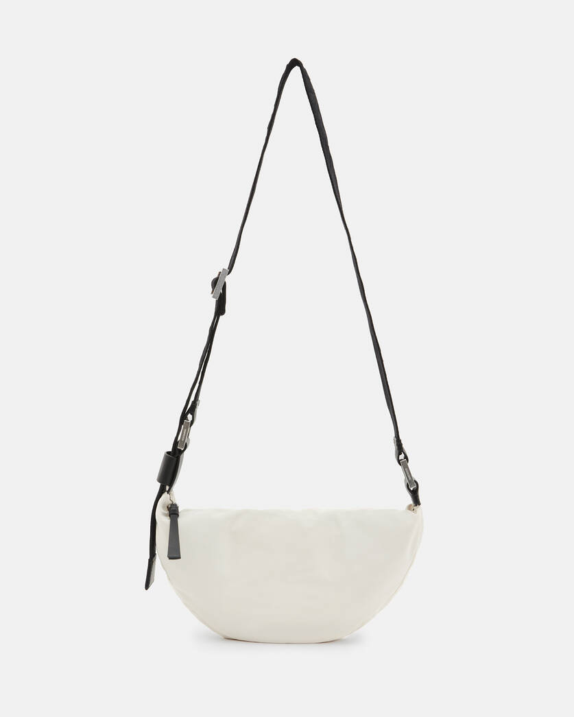 AllSaints Half Moon Nylon Crossbody Bag in Ivory White