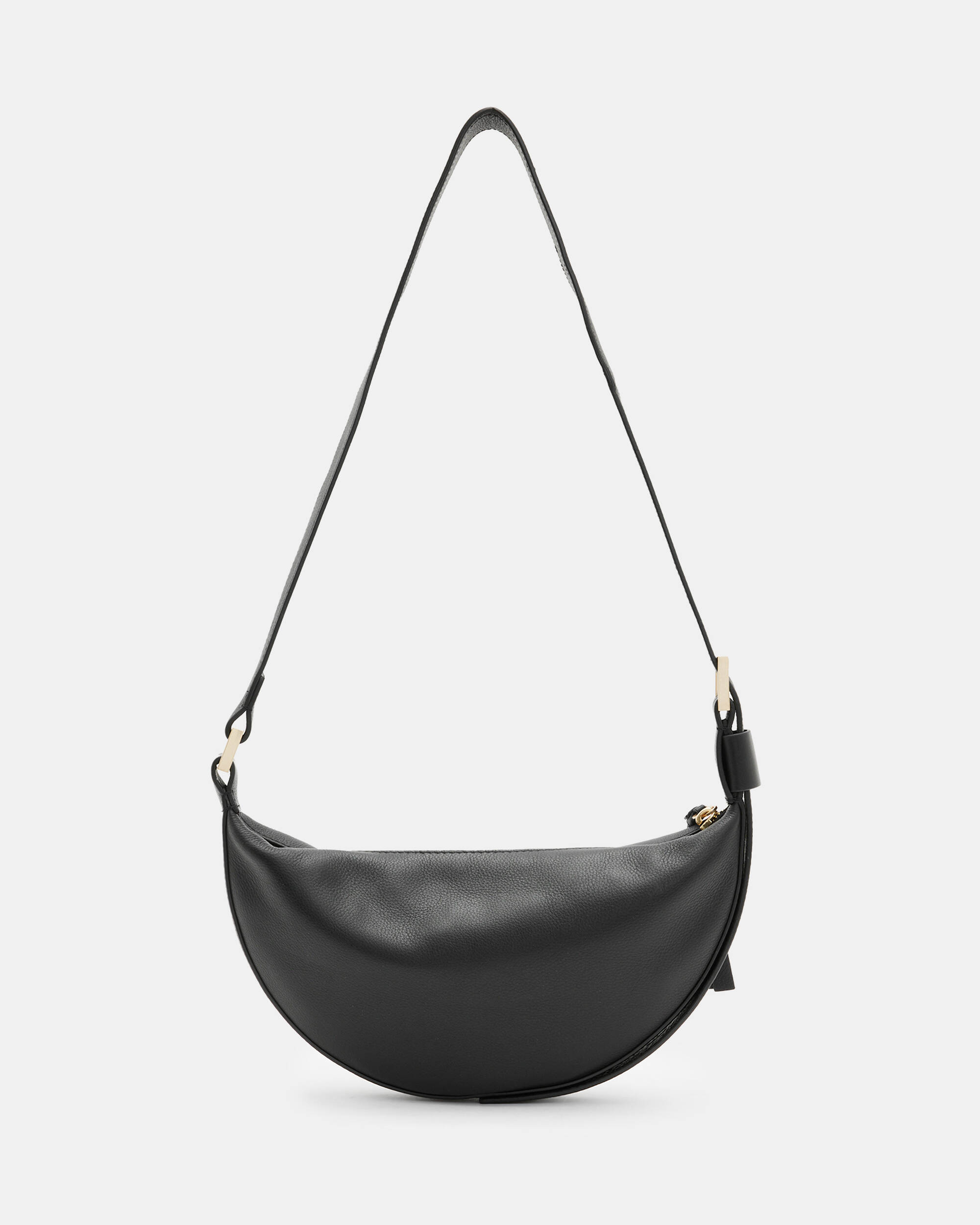 Half Moon Leather Crossbody Bag Black | ALLSAINTS US
