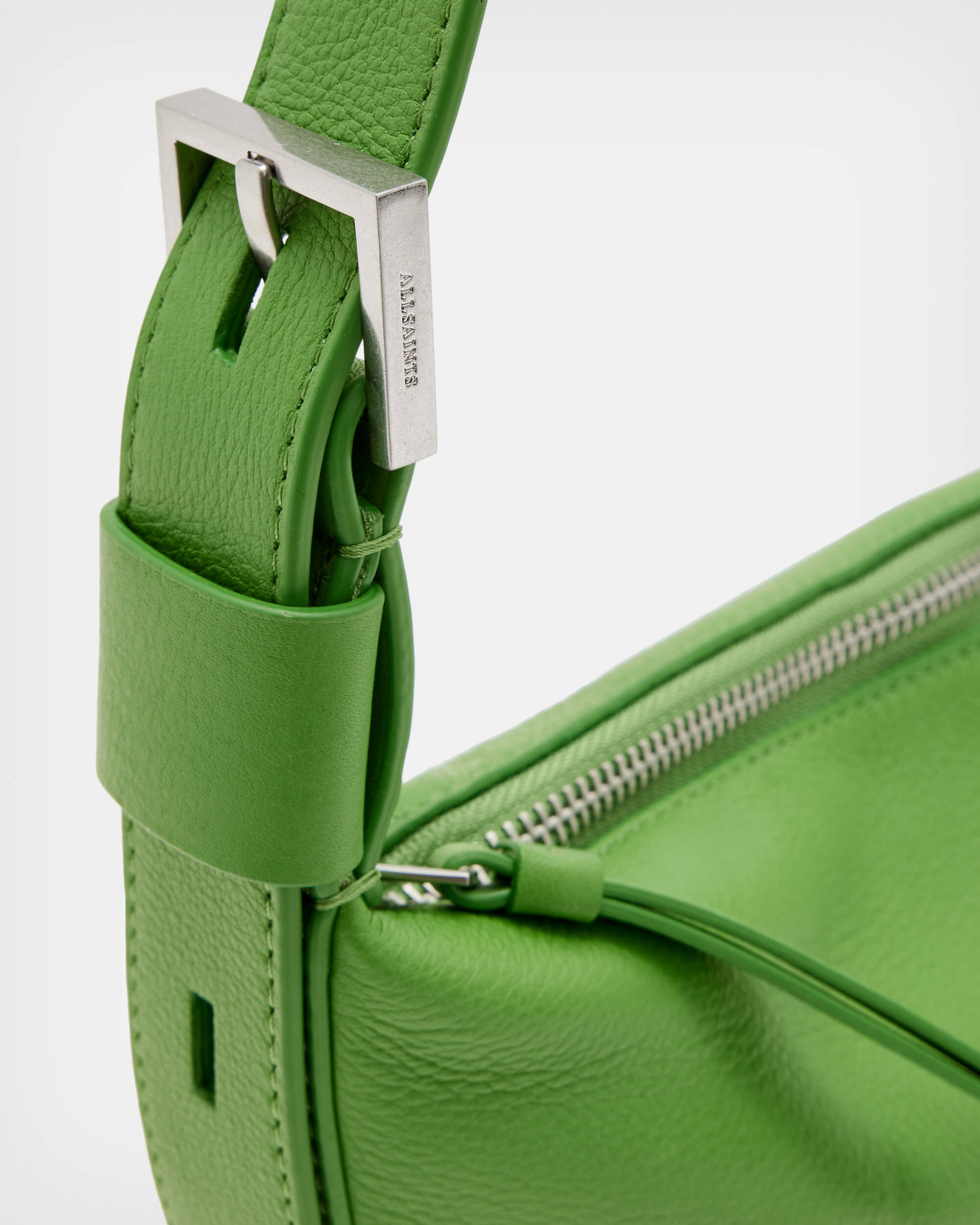 Half Moon Leather Crossbody Bag Green | ALLSAINTS US