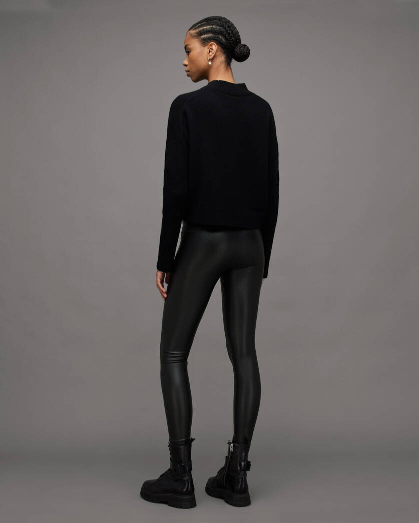 Cora High-Rise Skinny Fit Faux Leggings Black | ALLSAINTS US