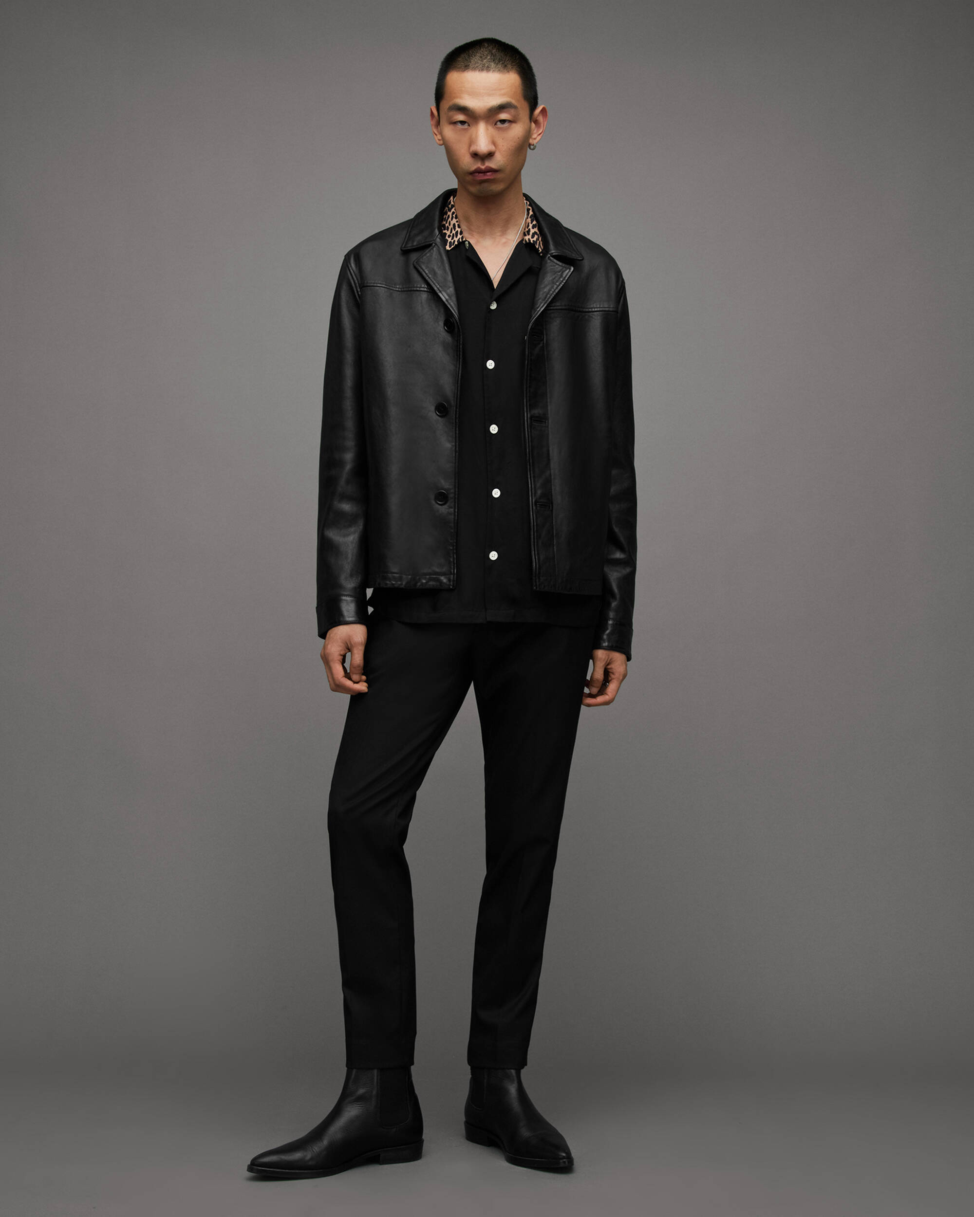 Tona Cropped Slim Fit Leather Jacket  large image number 3