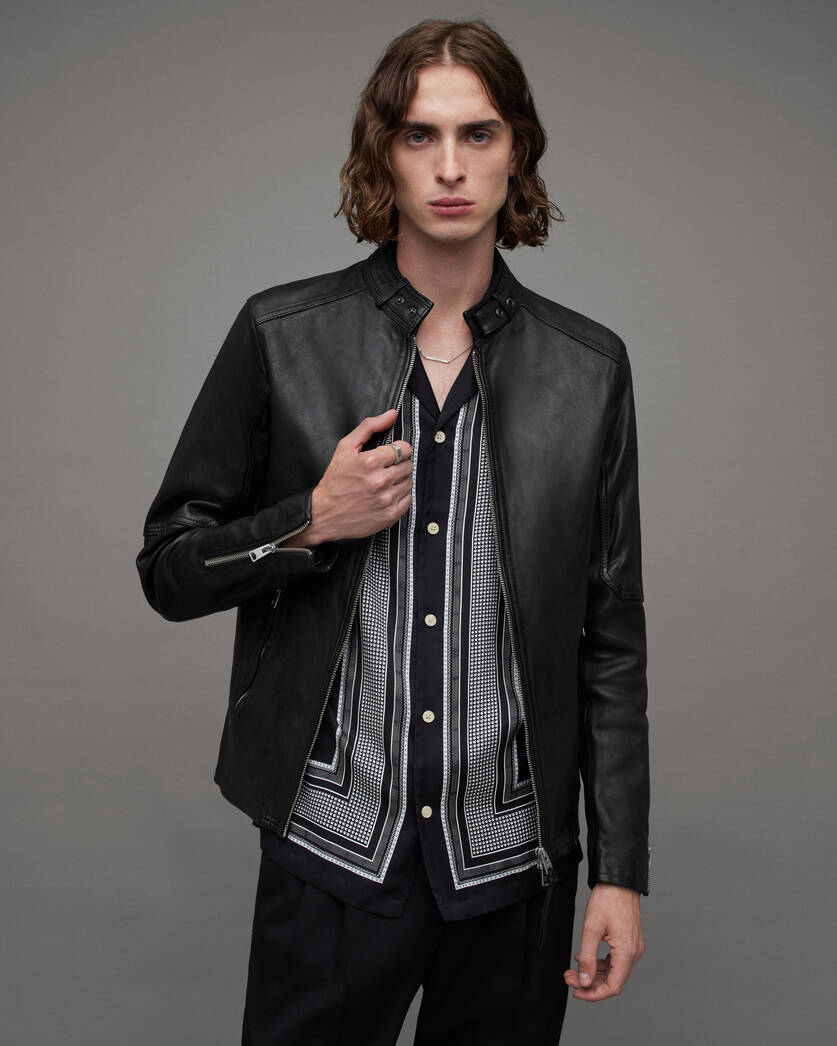 Cora Leather Snap Collar Jacket