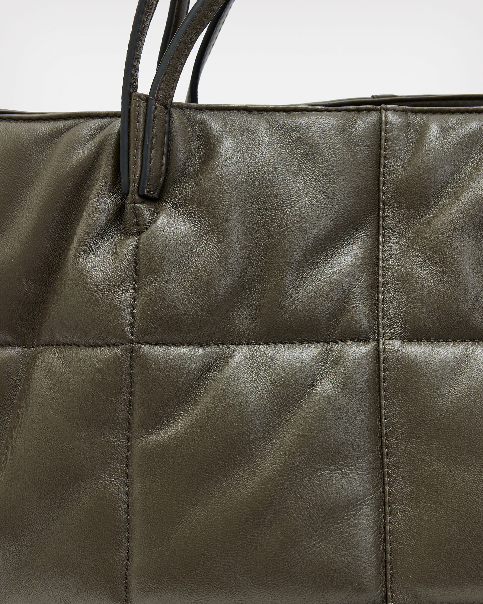 Nadaline Leather Quilted Tote Bag Olive ALLSAINTS US