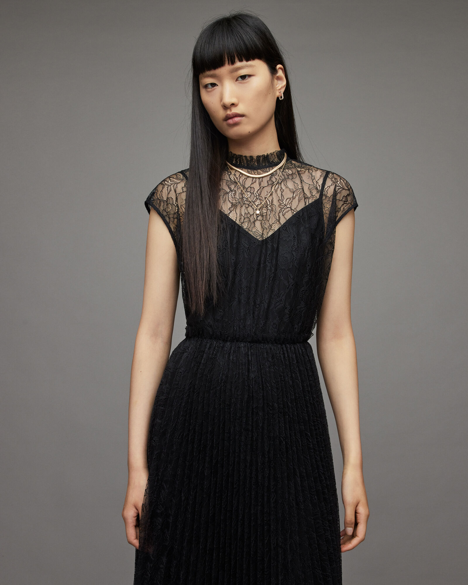 Arya Lace Dress Black | ALLSAINTS US