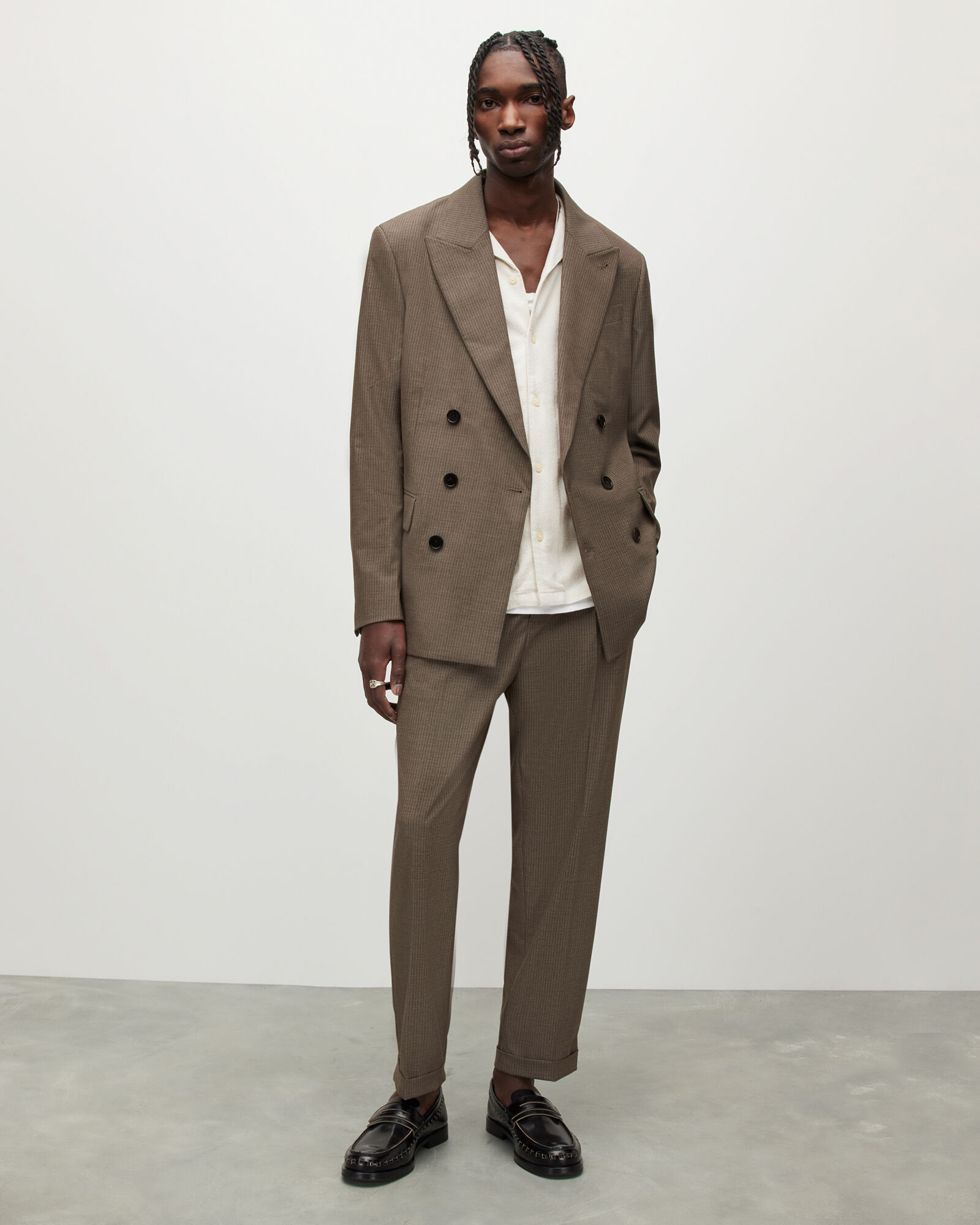Dante Double Breasted Relaxed Blazer Light Brown | ALLSAINTS US