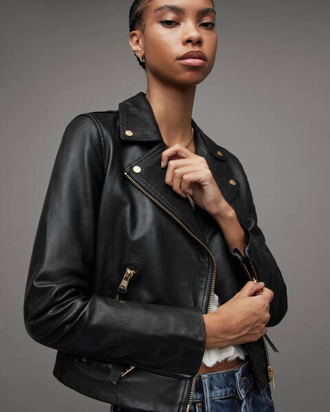 Women's Black Leather Jackets & Coats