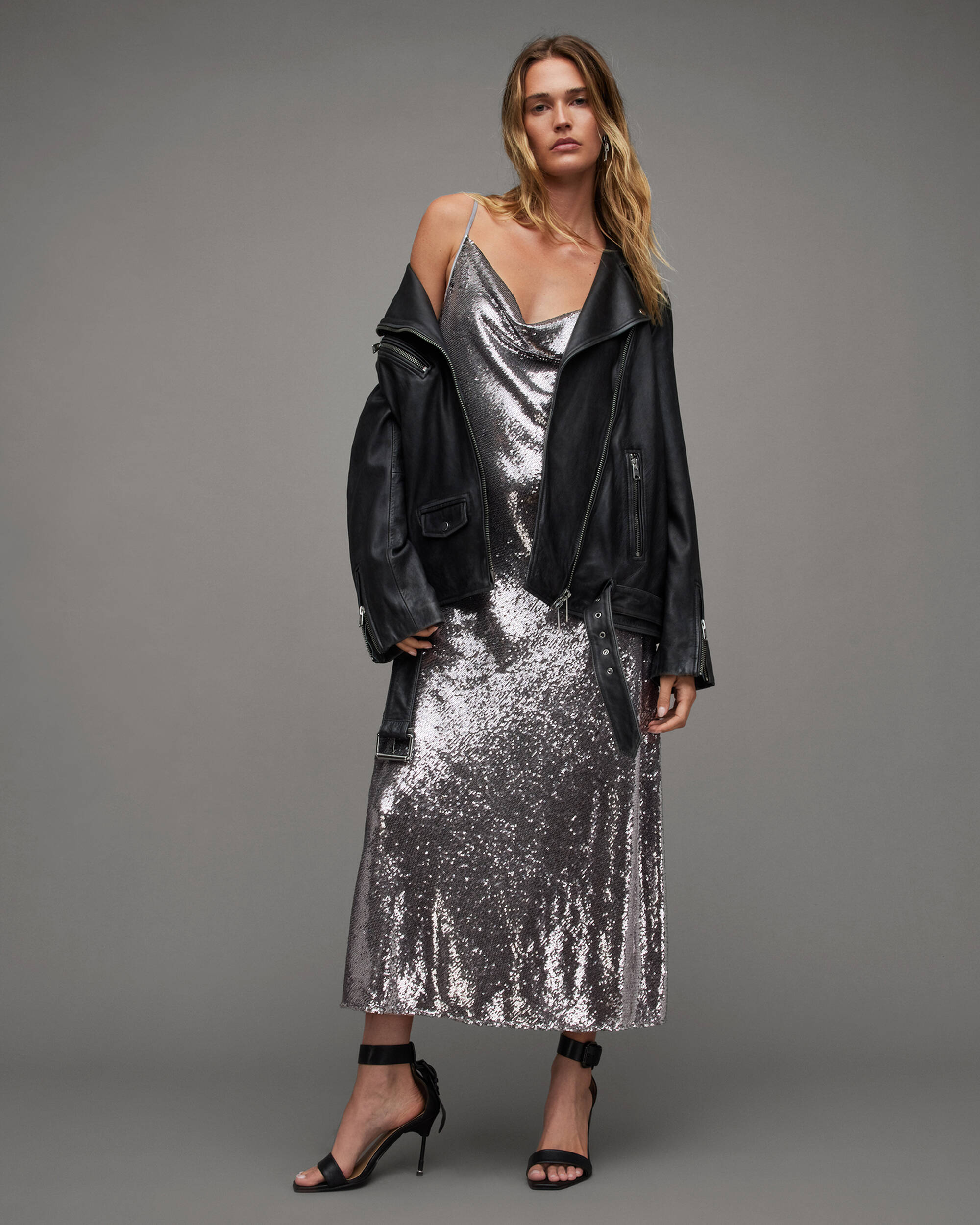 Hadley Cowl Neck Sequin Midi Slip Dress  large image number 3
