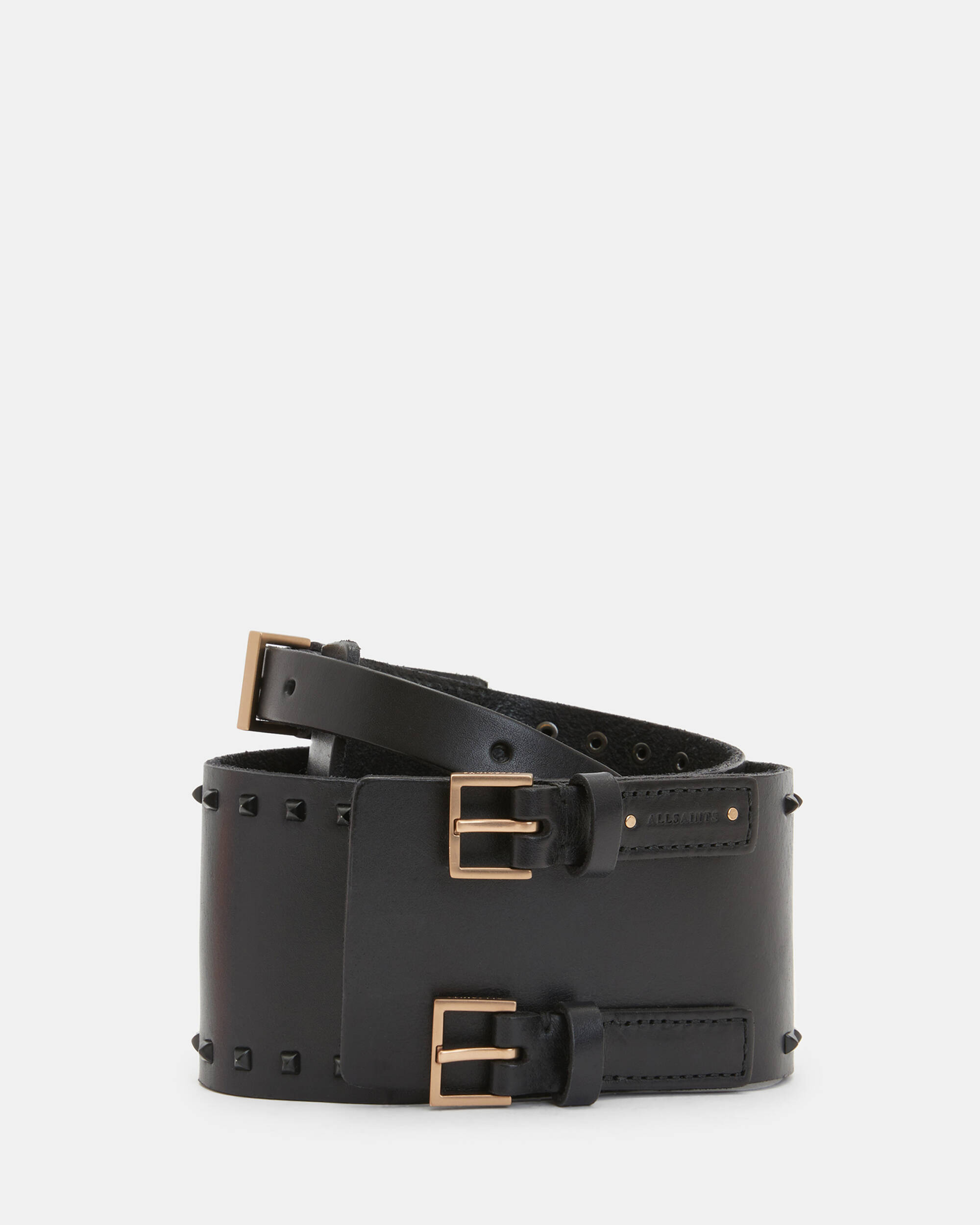 Maxie Studded Leather Double Buckle Belt  large image number 1