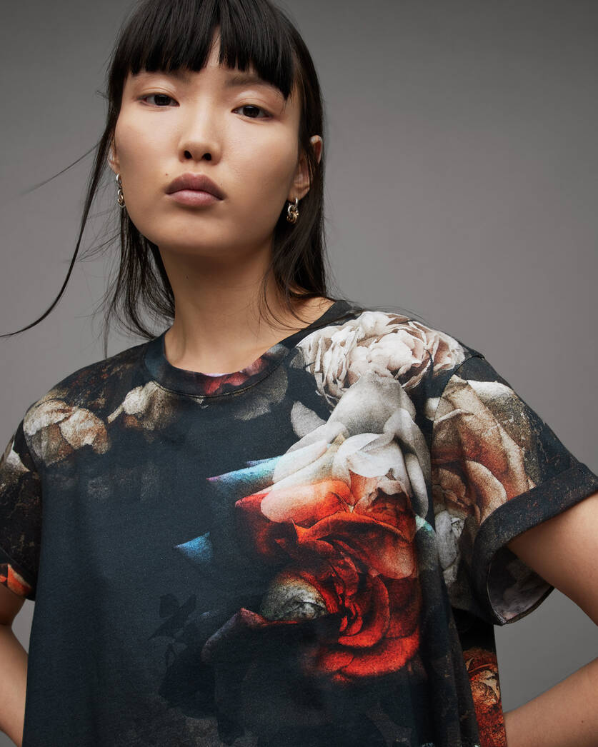US Burnt ALLSAINTS T-Shirt Anna | Print Umber Floral Rosalie