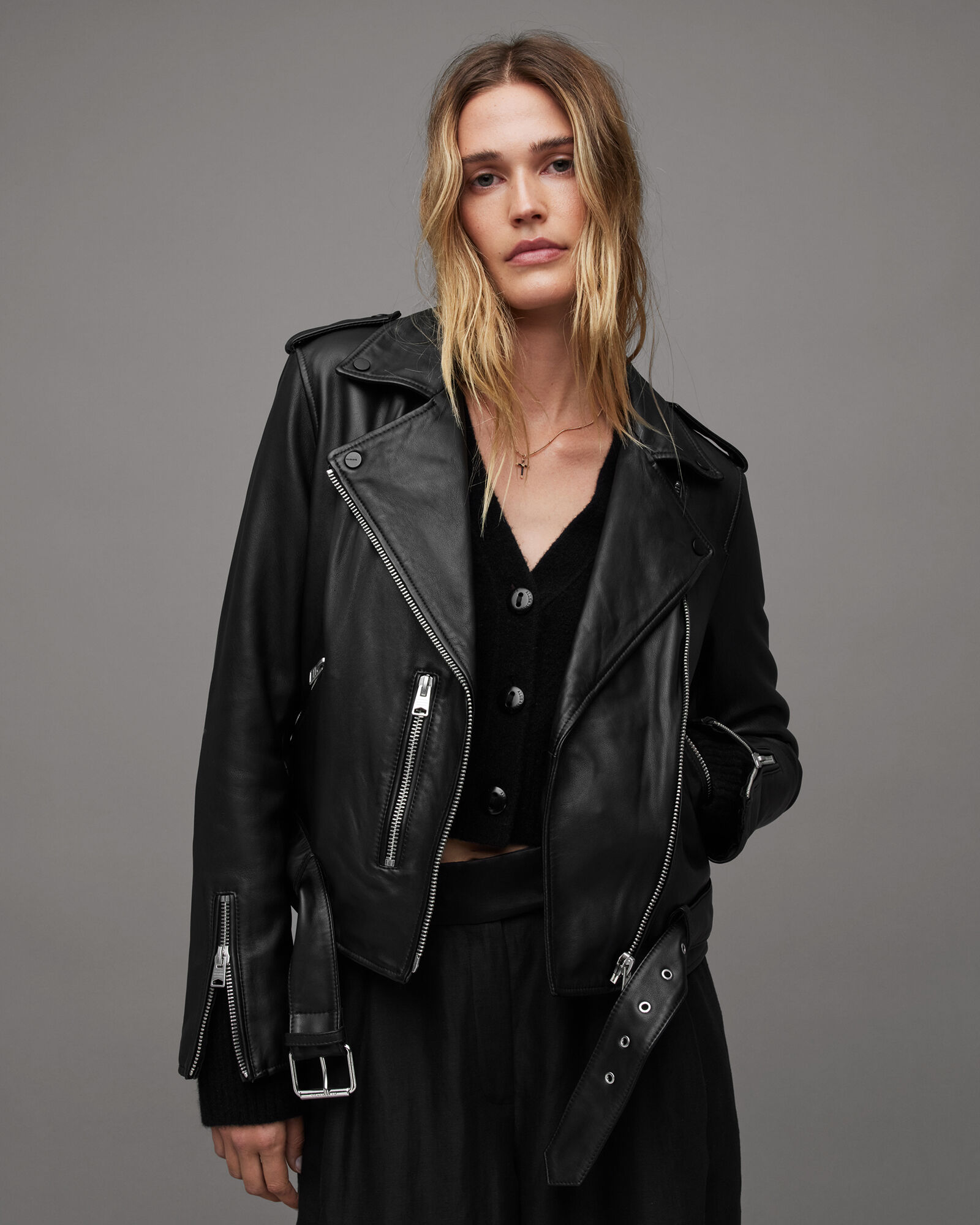Allsaints Leather Jacket | Dallas petite fashion | Cute and Little