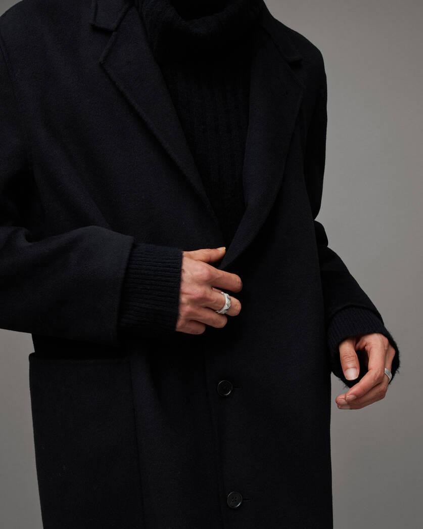 Black Wool Coat, Black Coat, Double Breasted Coat, Wool Coat