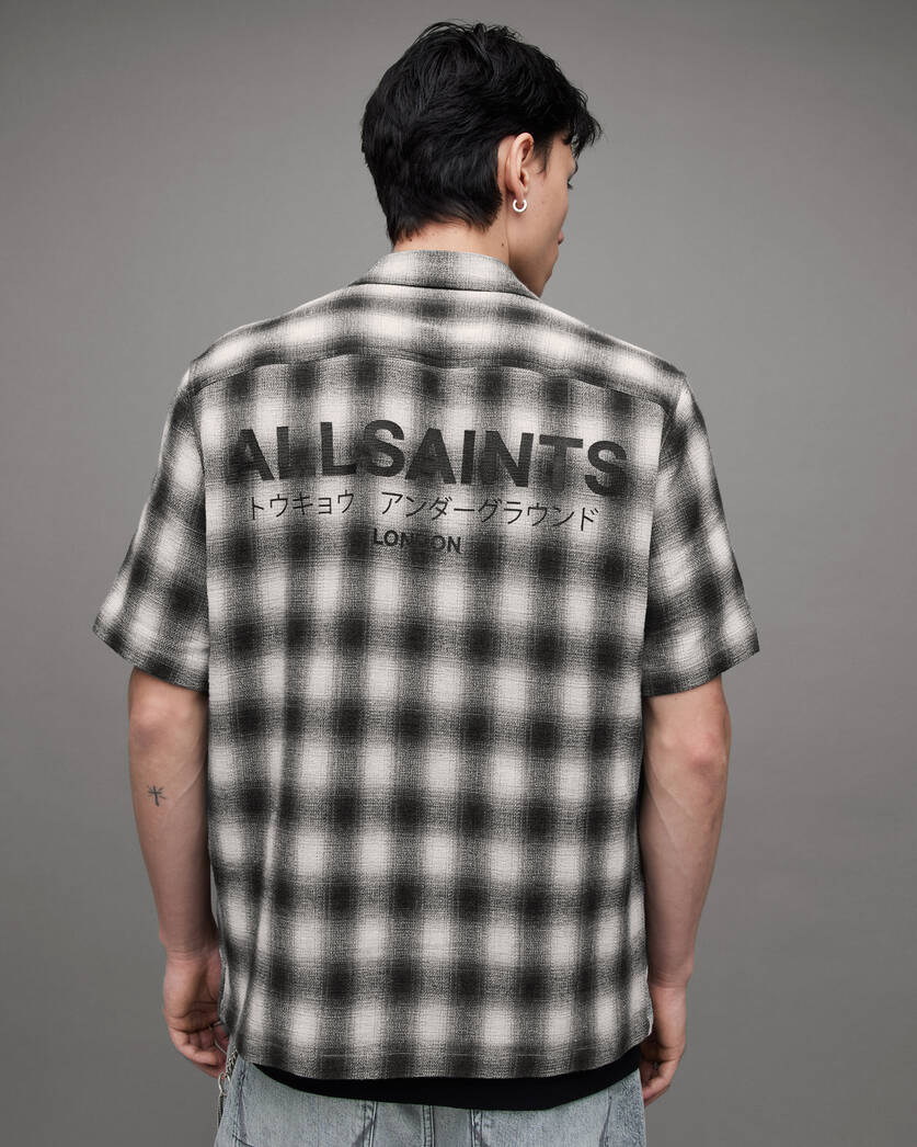Underground Check Logo White Shirt | US Relaxed ALLSAINTS Off