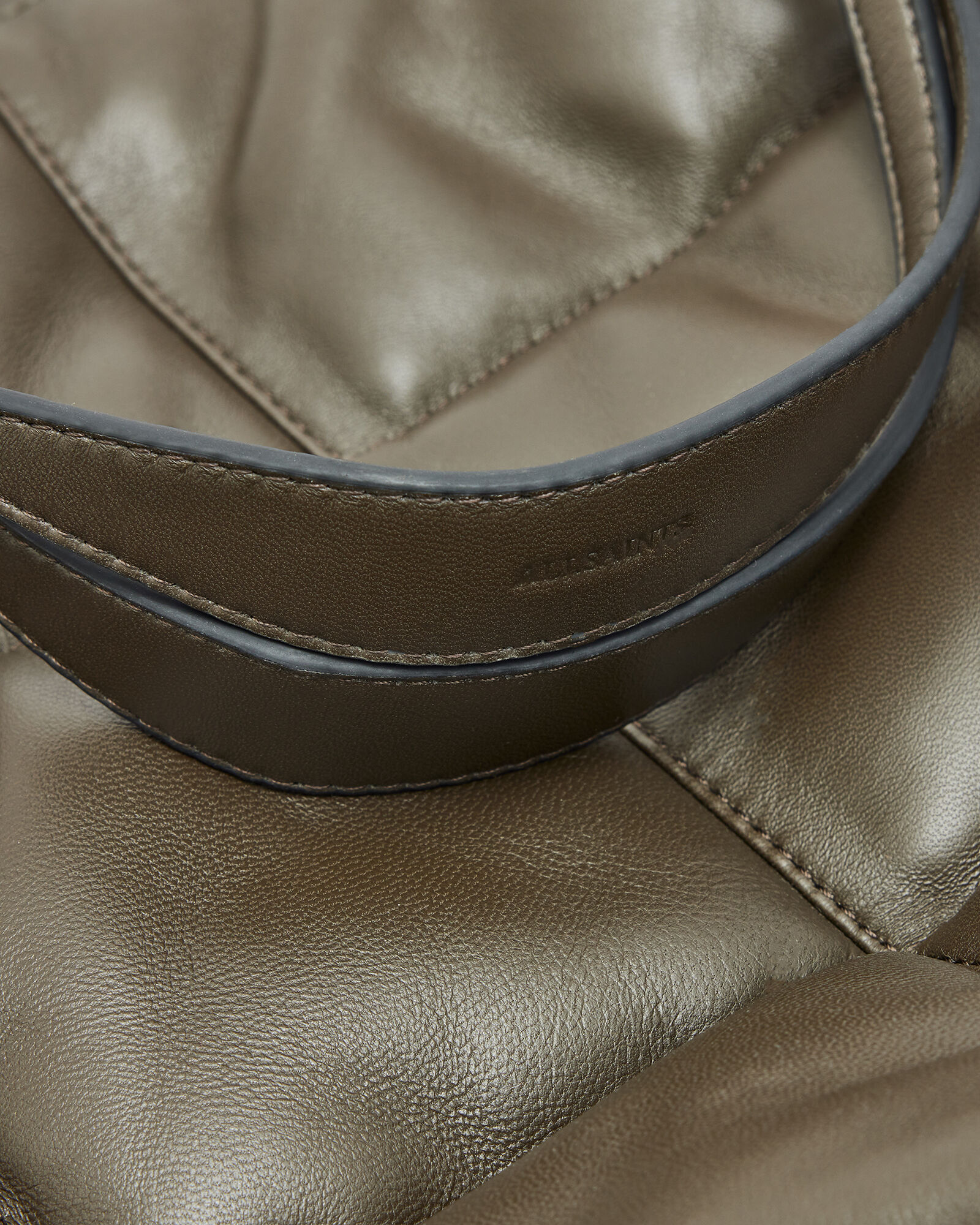 Nadaline Leather Quilted Tote Bag Olive | ALLSAINTS US