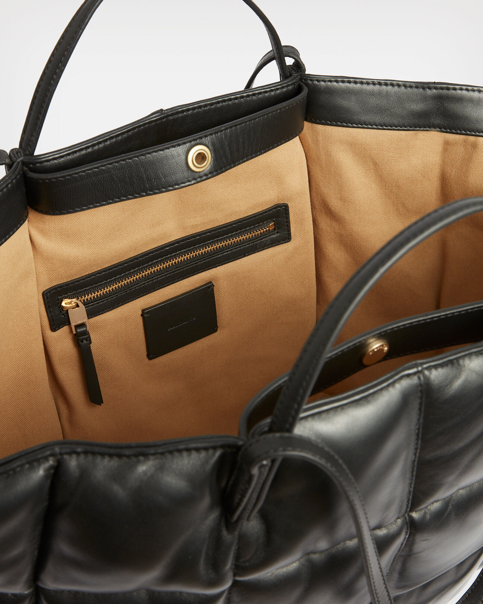 Nadaline Leather Quilted Tote Bag Black ALLSAINTS US