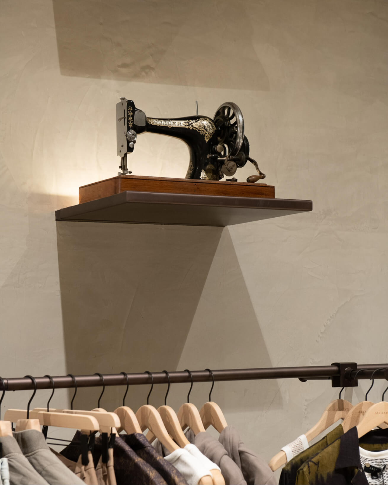 Old Singer sewing machine on a display in one of our stores.