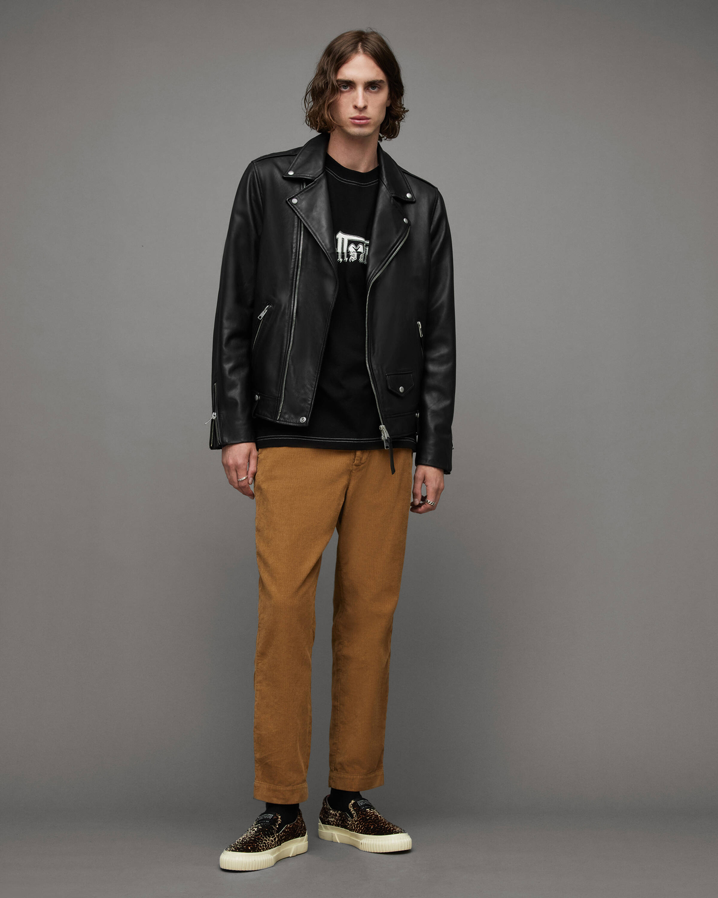 Men's Milo Leather Jacket - Outfit Front View