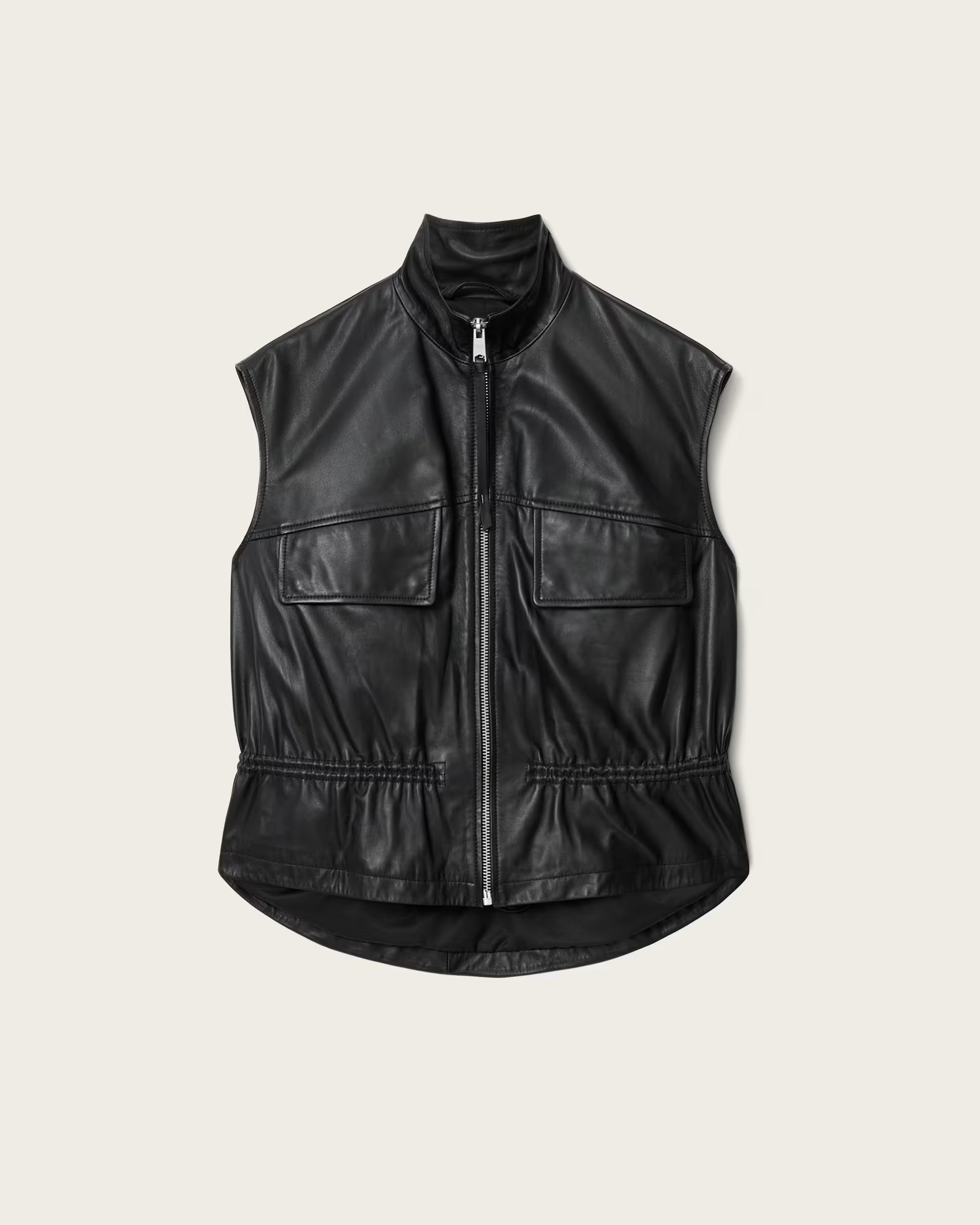 Flor Relaxed Fit Leather Gilet 