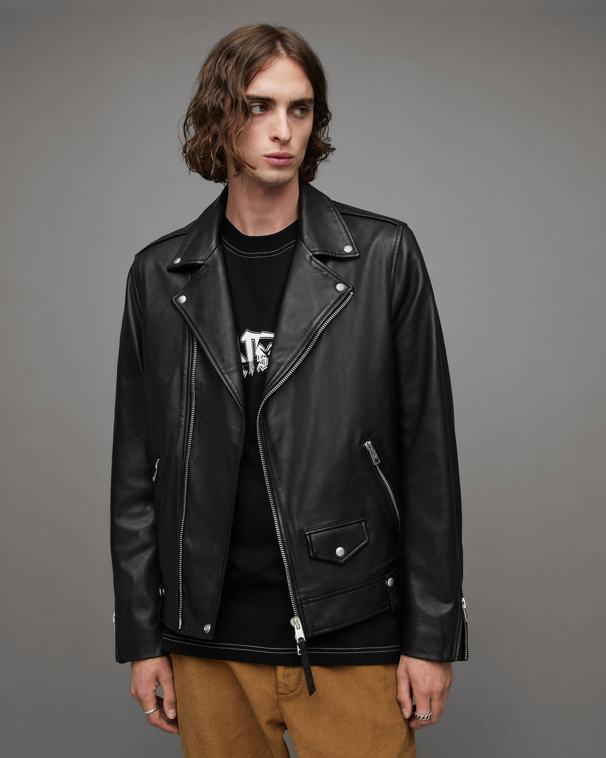 Men's Milo Leather Jacket - Hover for Measurements
