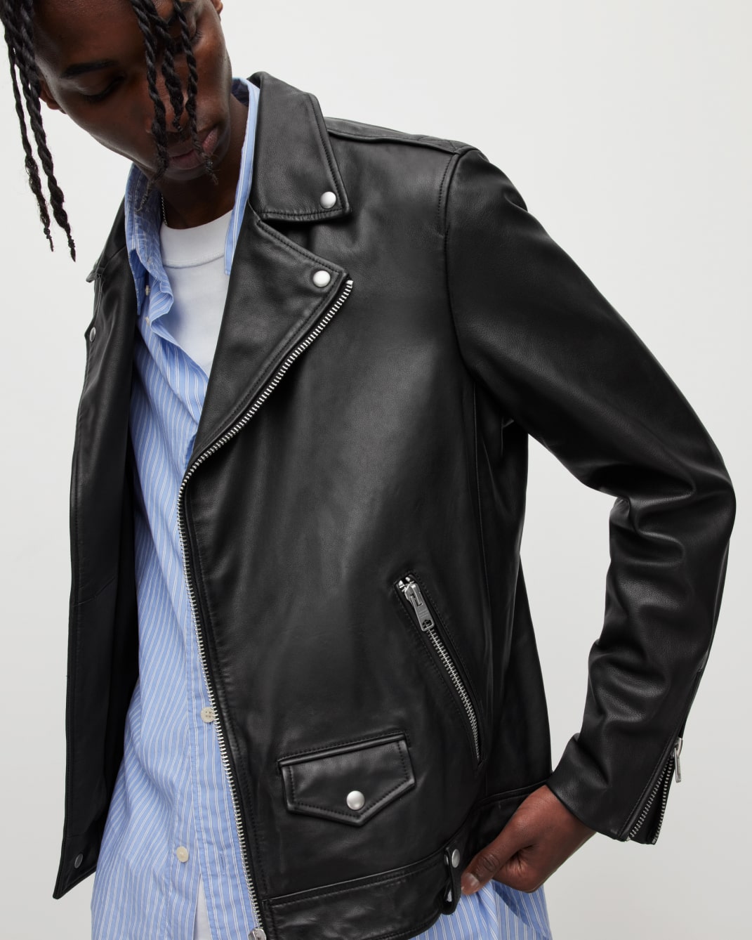 Men's Milo Leather Jacket - Vue de côté