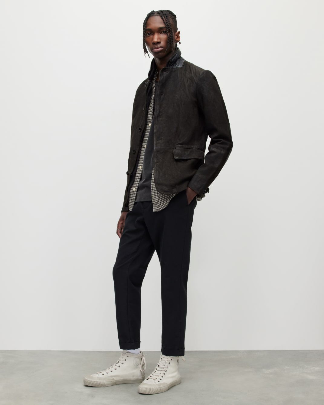 Men's Survey Leather Jacket - Outfit Front View