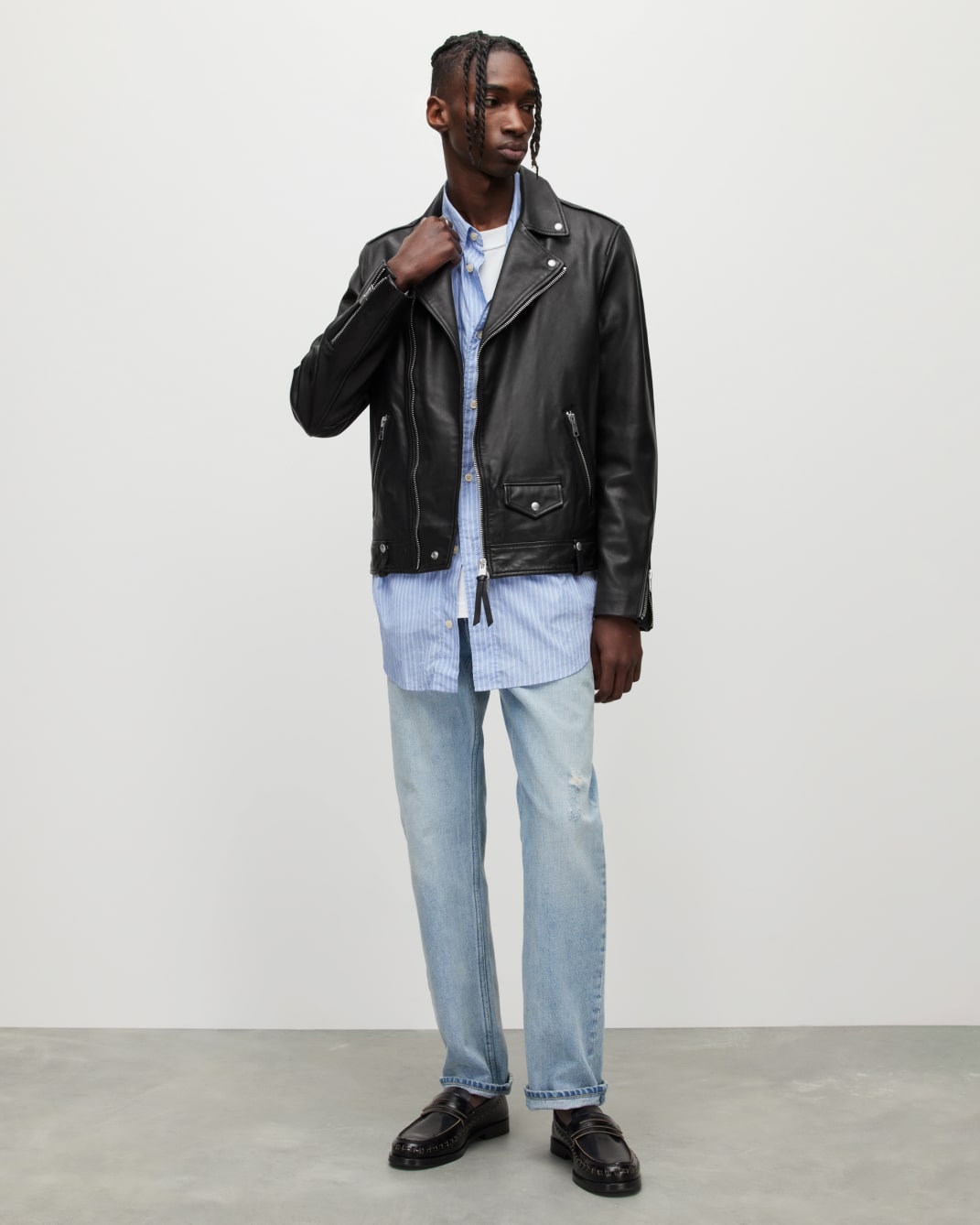 Men's Milo Leather Jacket - Vue de l'ensemble devant complet