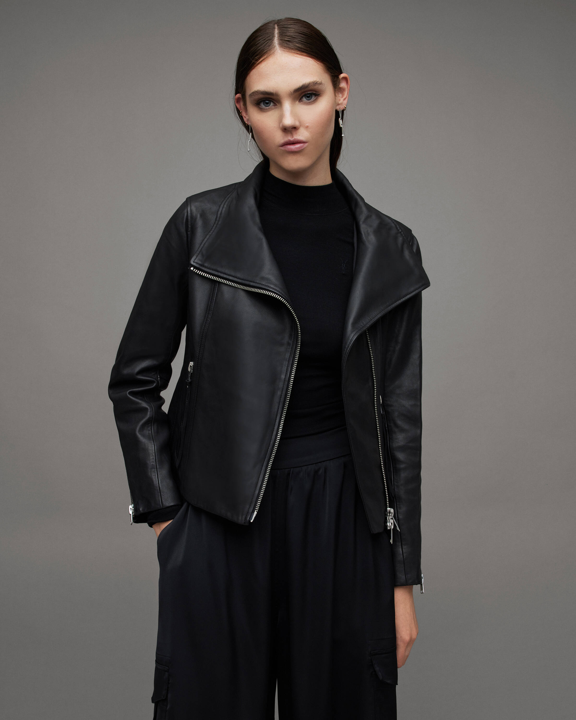 Women's Ellis Leather Jacket - Hover for Measurements
