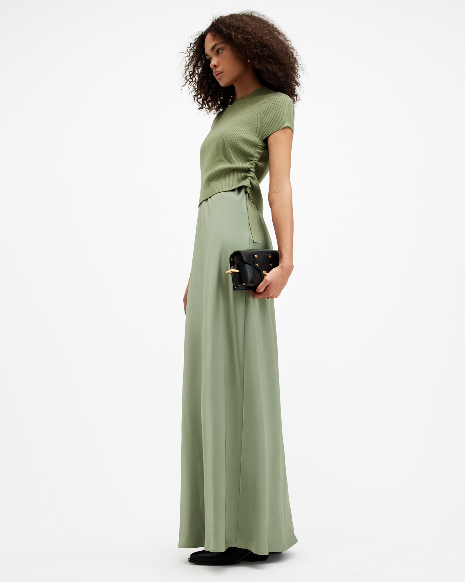 AllSaints Hayes 2-In-1 Maxi Dress,, OIL GREEN
