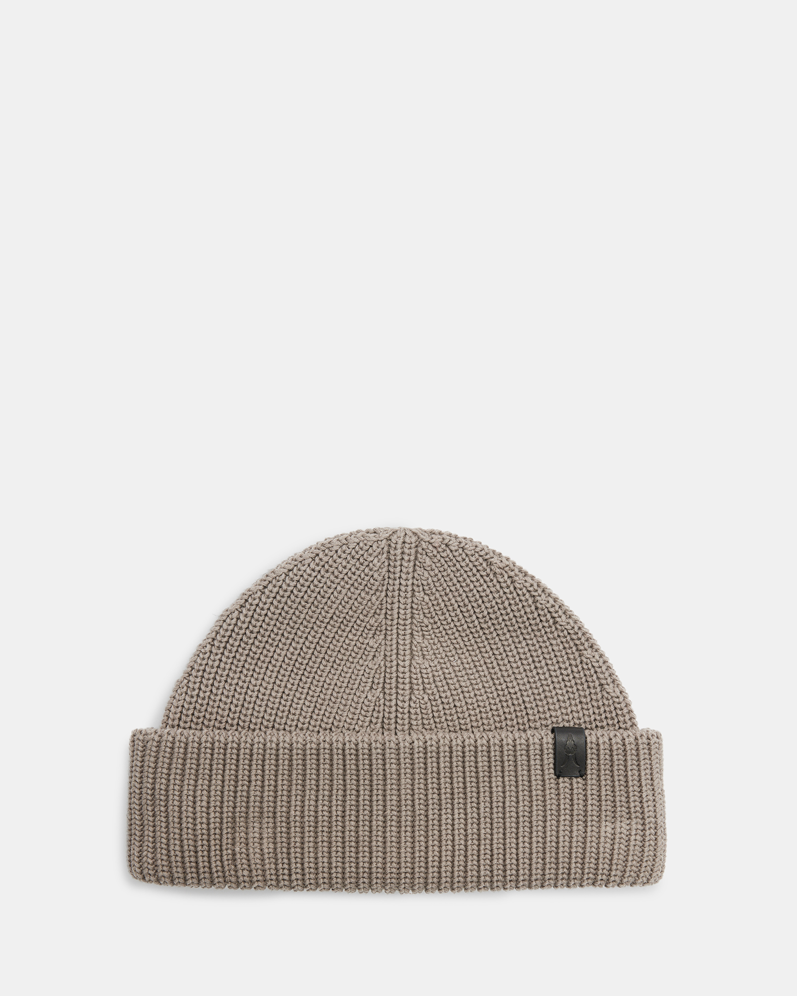 Allsaints West Short Embossed Beanie In Chestnut Taupe
