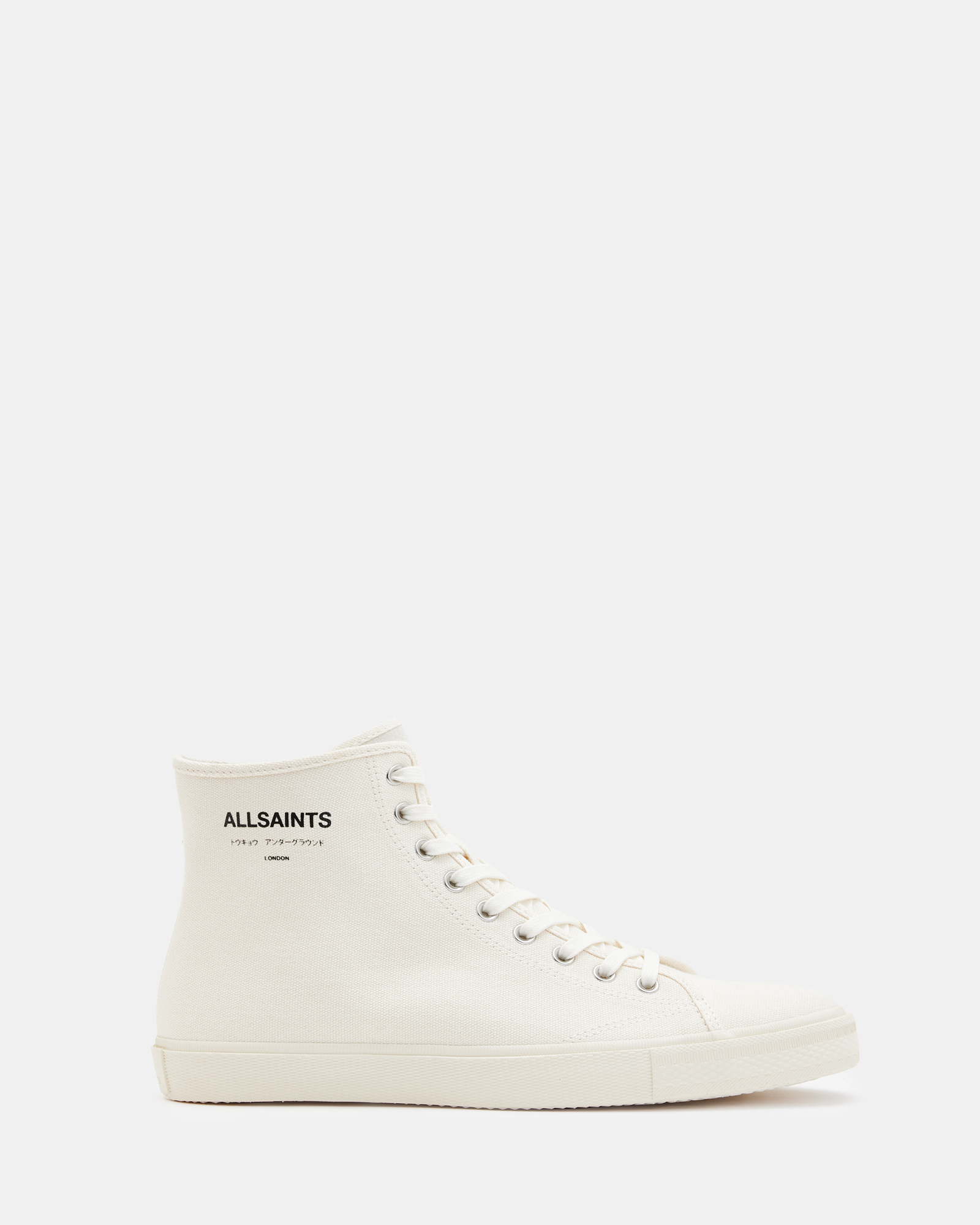 AllSaints Underground Canvas High Top Trainers,, Off White