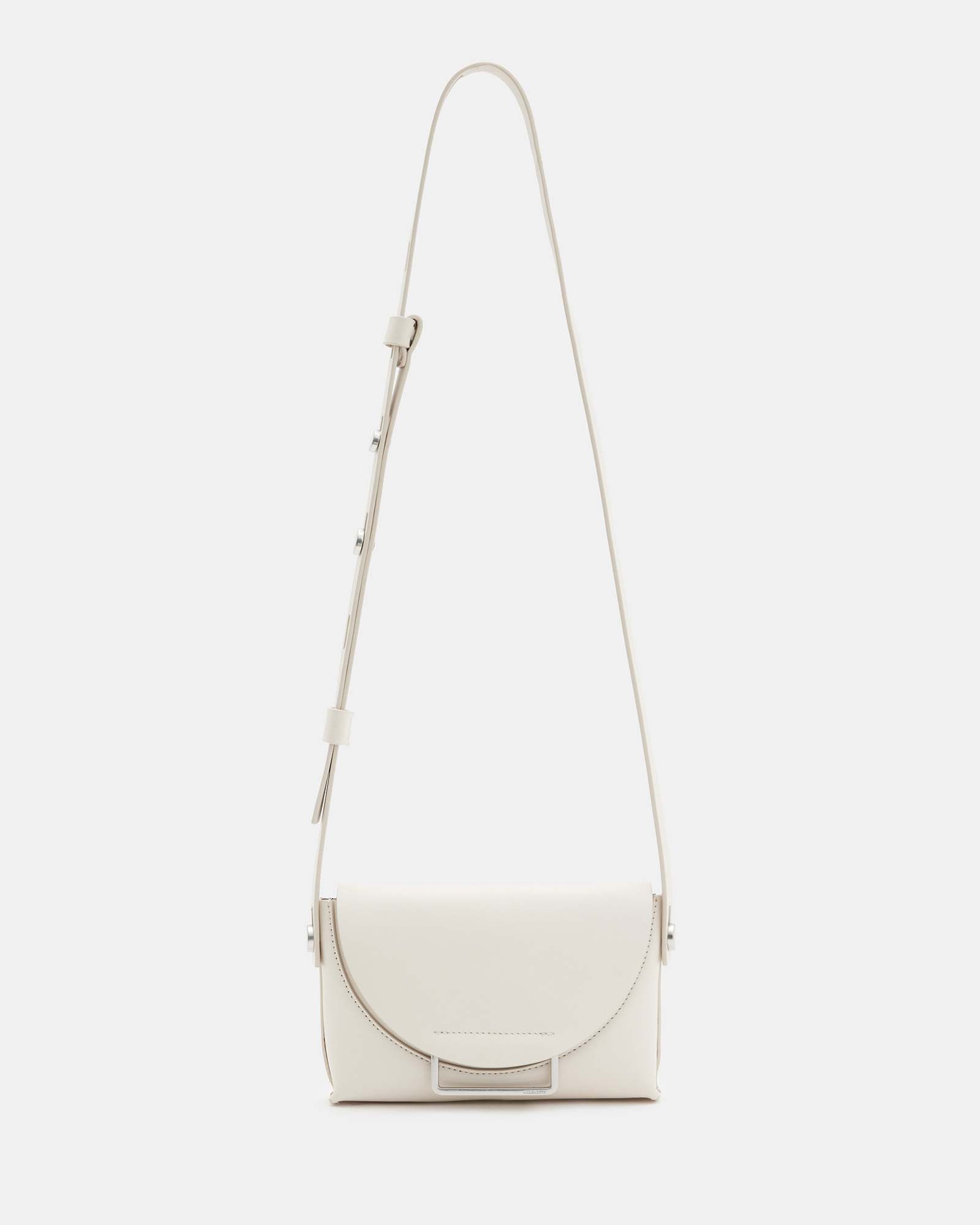 AllSaints Francine Leather Crossbody Bag,, DESERT WHITE
