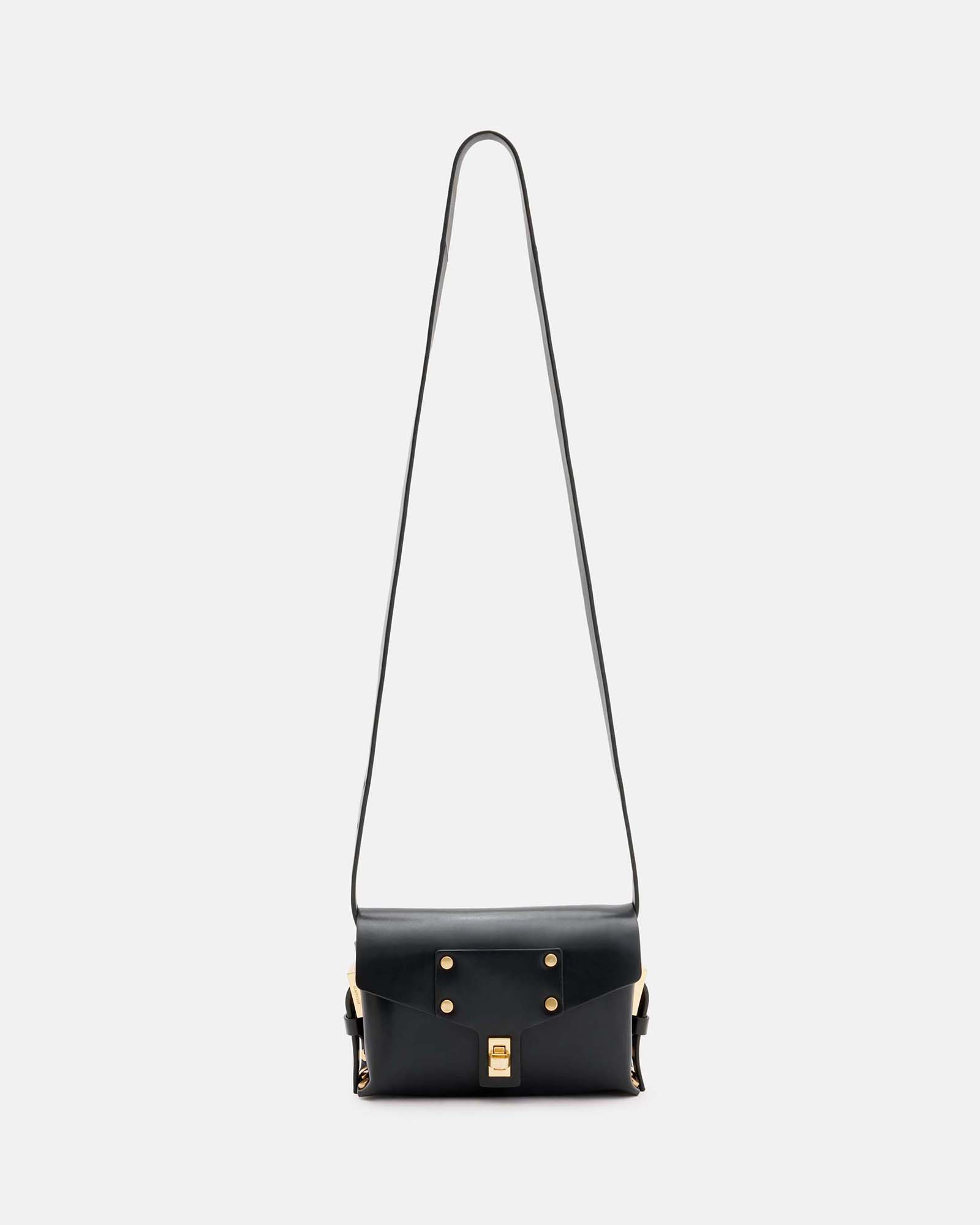 AllSaints Miro Mini Leather Crossbody Bag,, Black