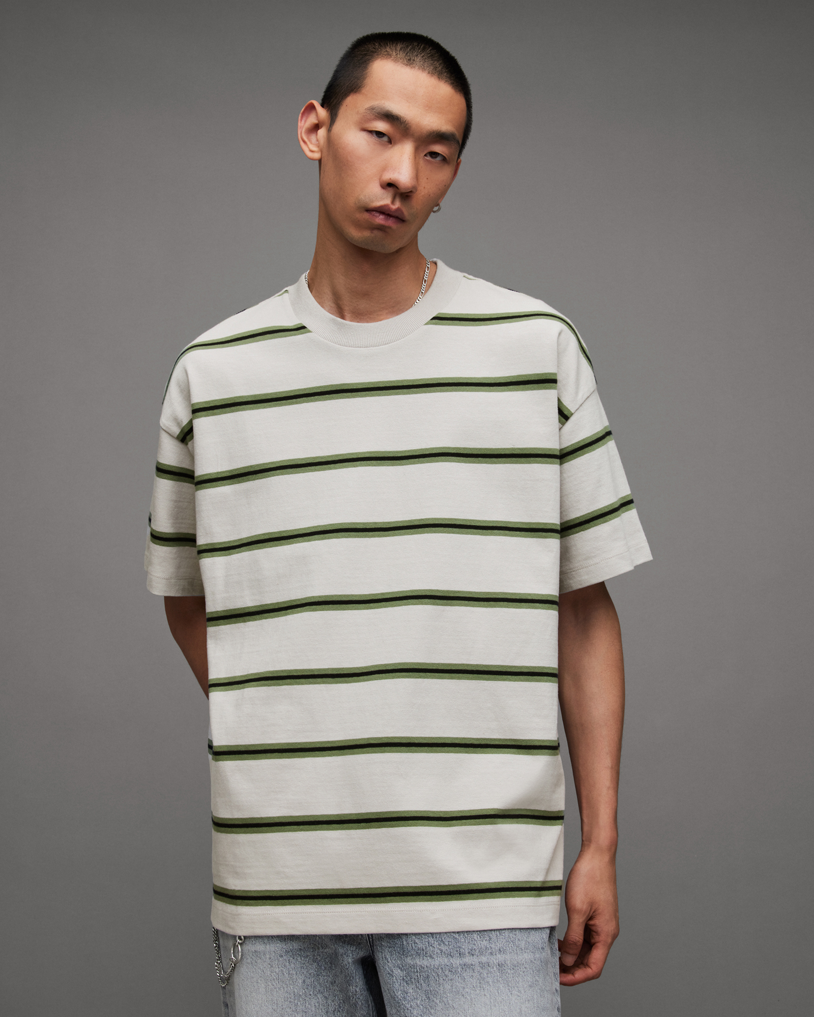 AllSaints Arden Oversized Striped Crew T-Shirt