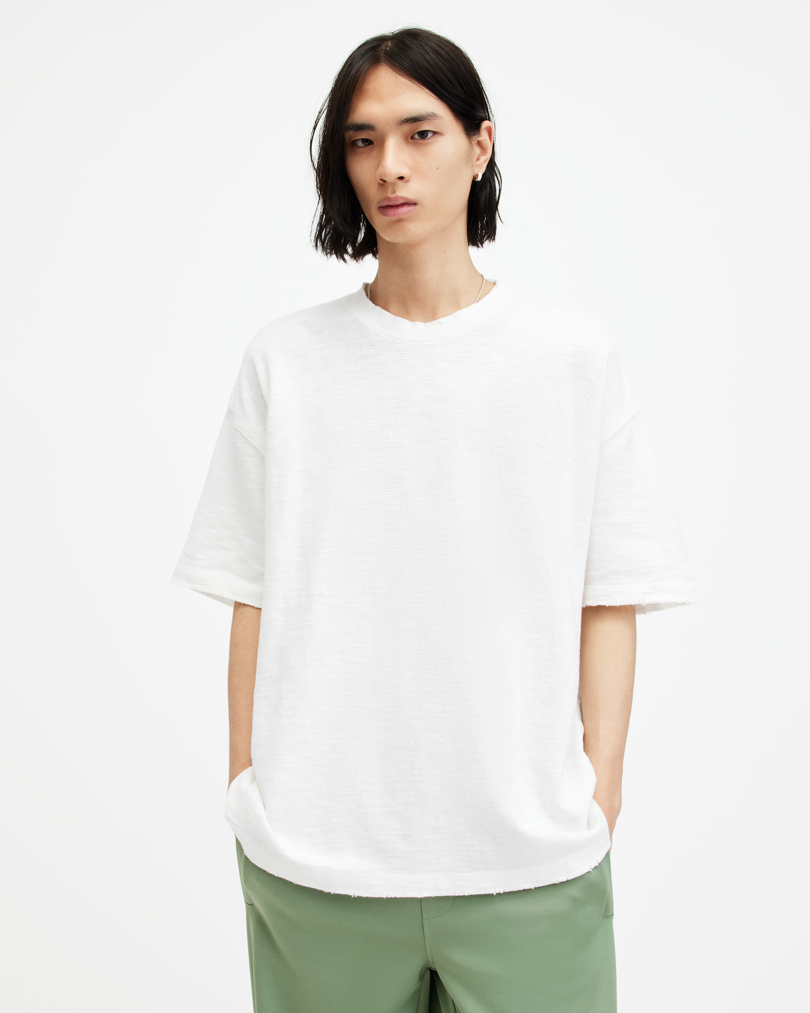 AllSaints Aspen Oversized Short Sleeve T-Shirt,, LILLY WHITE