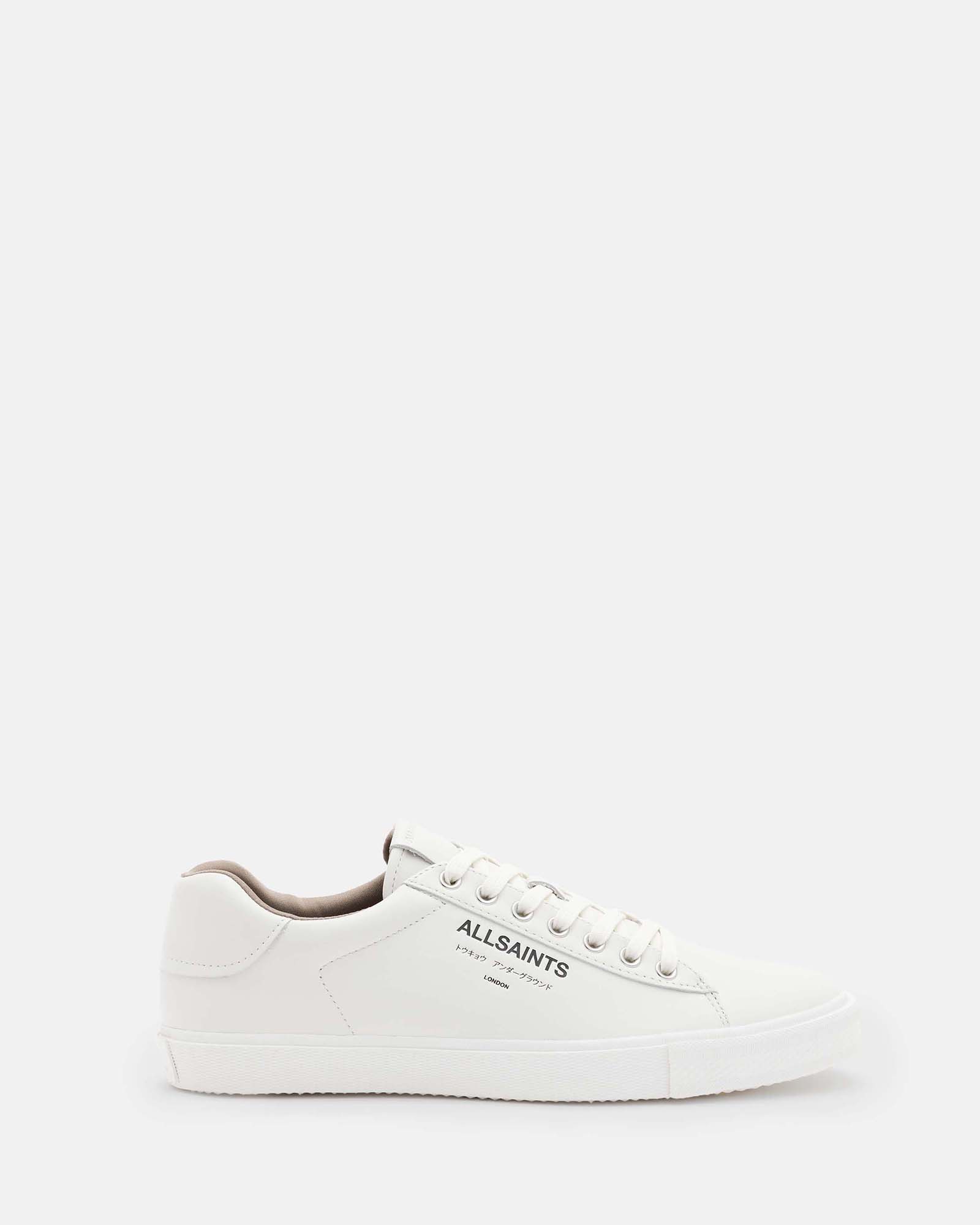 Allsaints Underground Leather Low Top Trainers In Triple White