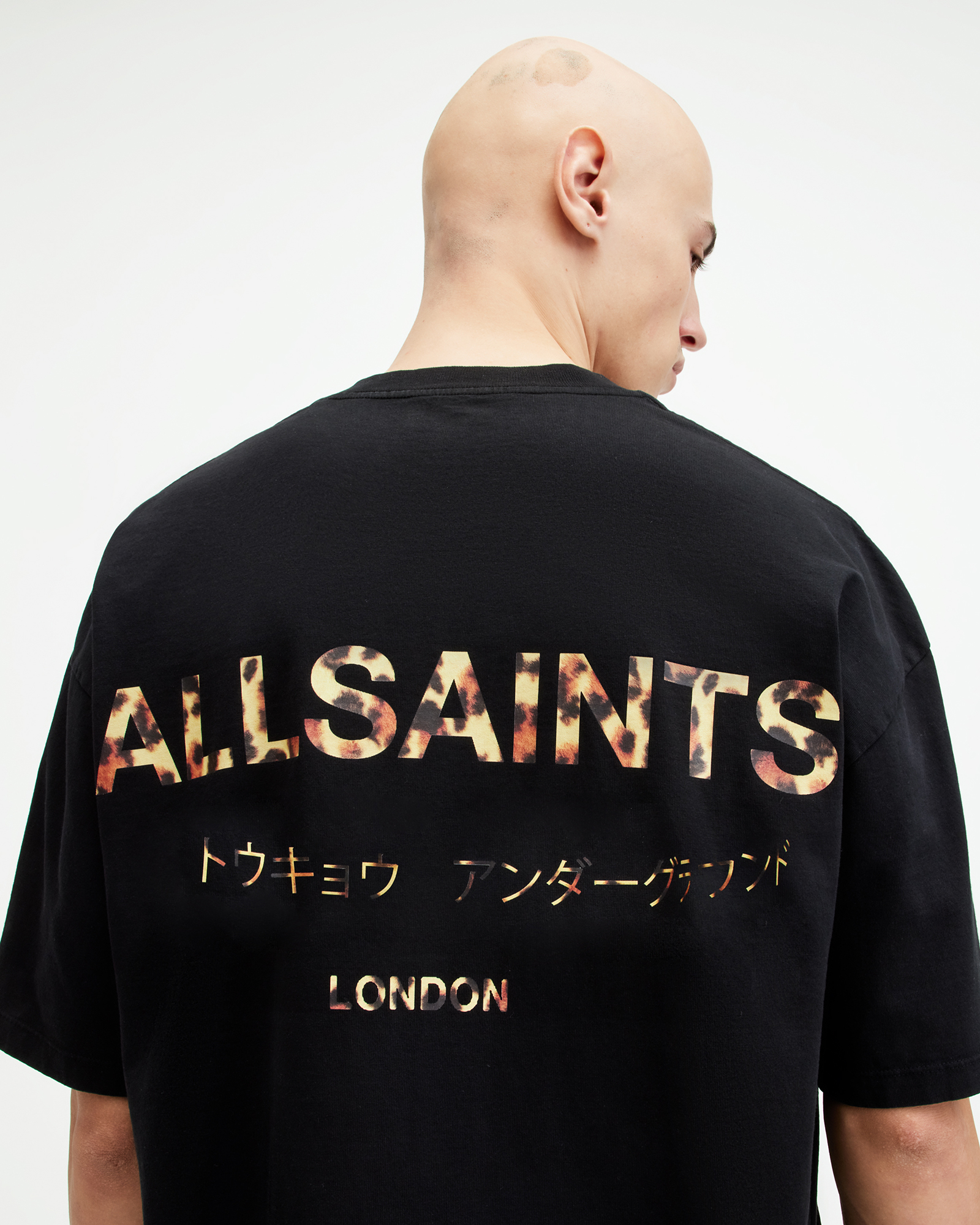 Allsaints Underground Oversized Crew Neck T-shirt In Black